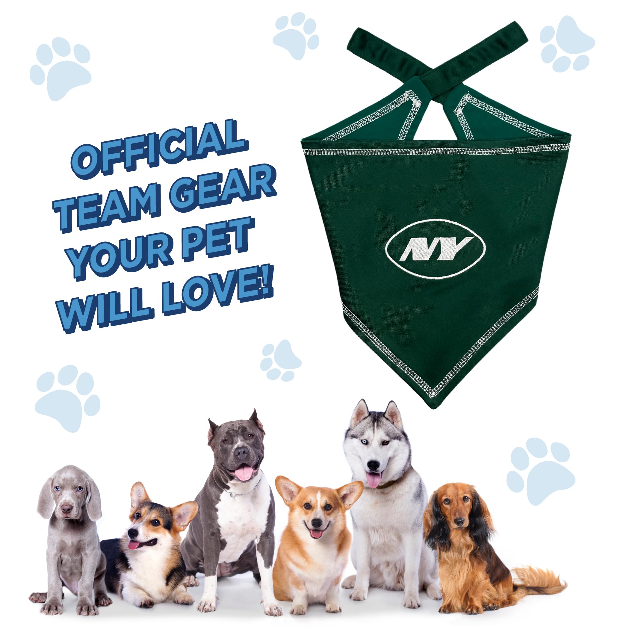 Pets First Nfl New York Jets Tie Bandana, Size Large/X-Large. Dog Bandana Scarf Bib For Pet Cat Dog. The Ultimate Game-Day, Part
