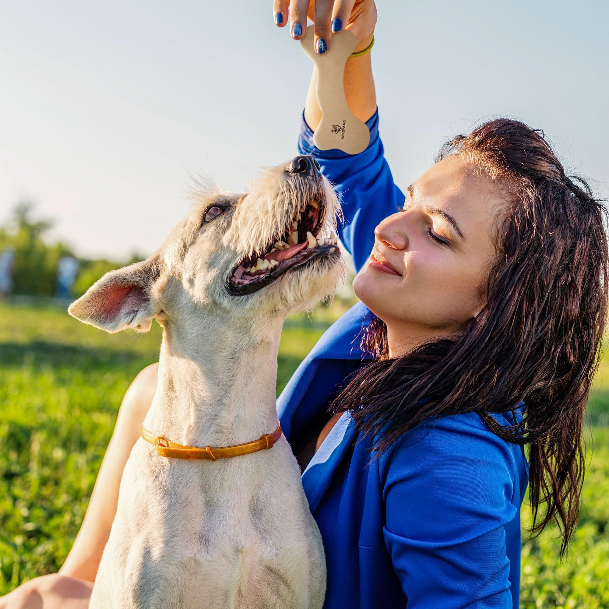 Wildfang® Leather Dog Toy, Medium – Soft Dog Chew Toys for Gentle Chewers, Puppies, Senior or Older Dogs with Sensitive Teeth – Non-Toxic, Stuffless, 5mm Leather Dog Bone for Dogs 22–33 lbs, Pack of 1