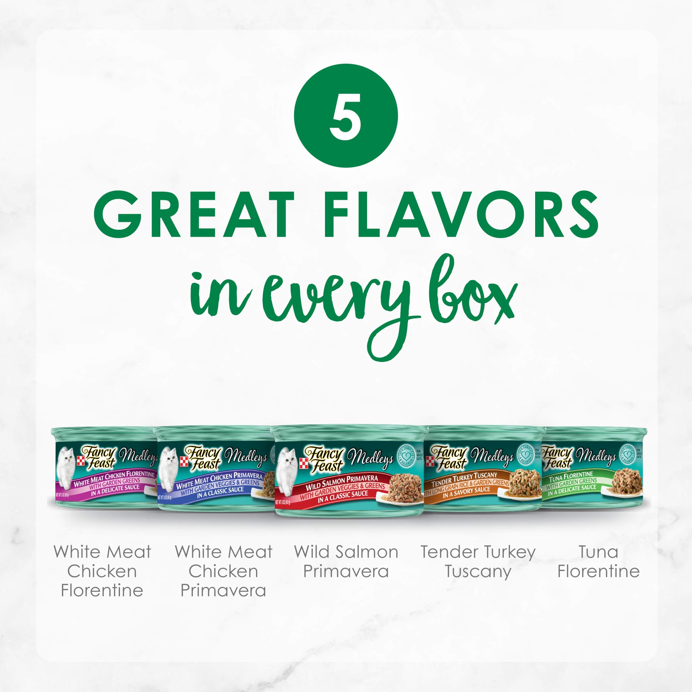 Purina Fancy Feast Wet Cat Food Variety Pack, Medleys Taste of Italy With Garden Greens in Sauce - (Pack of 30) 3 oz. Cans