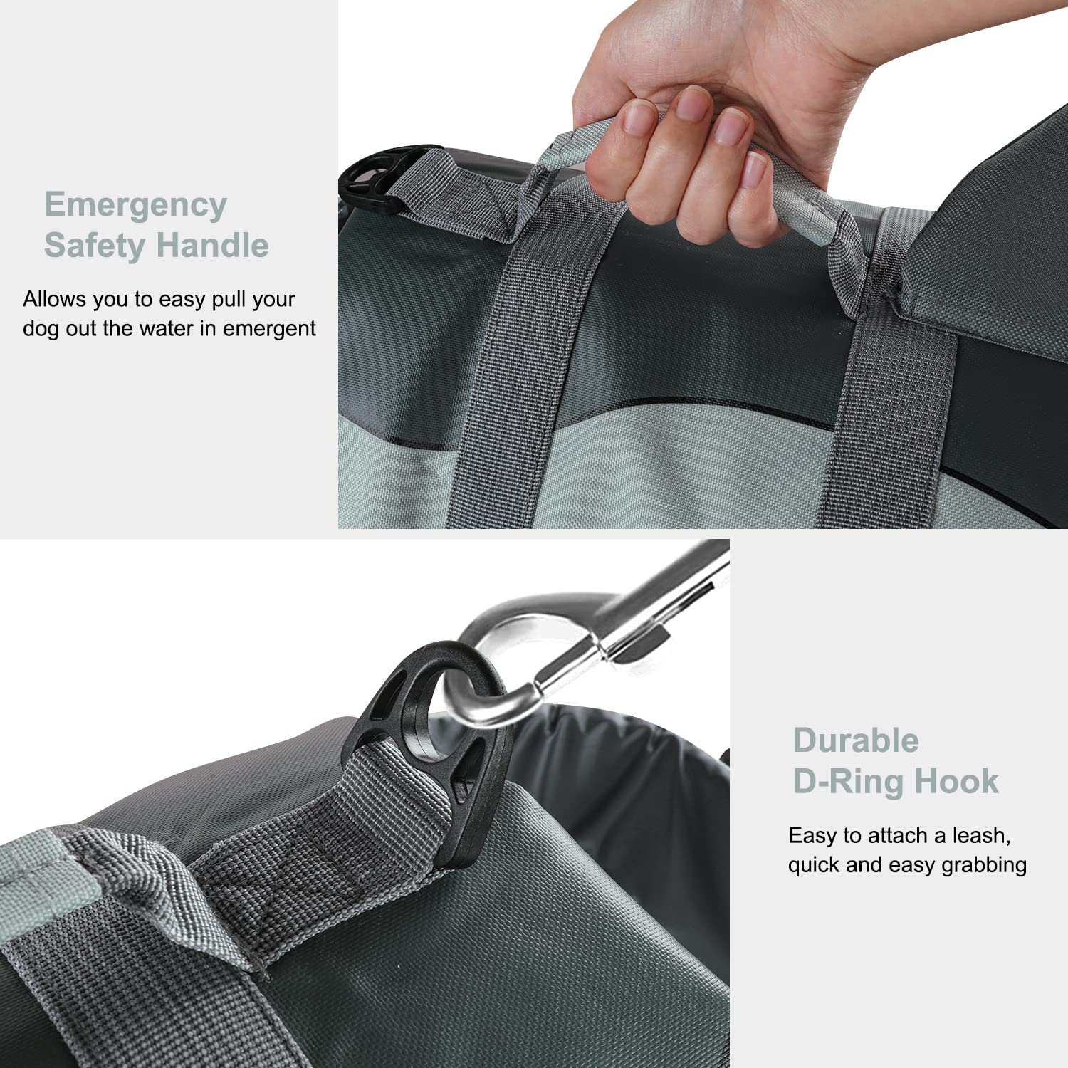 Haocoo Dog Life Jacket Vest Saver Safety Swimsuit Preserver With Reflective Stripes/Adjustable Belt Dogs (Shark, Large)