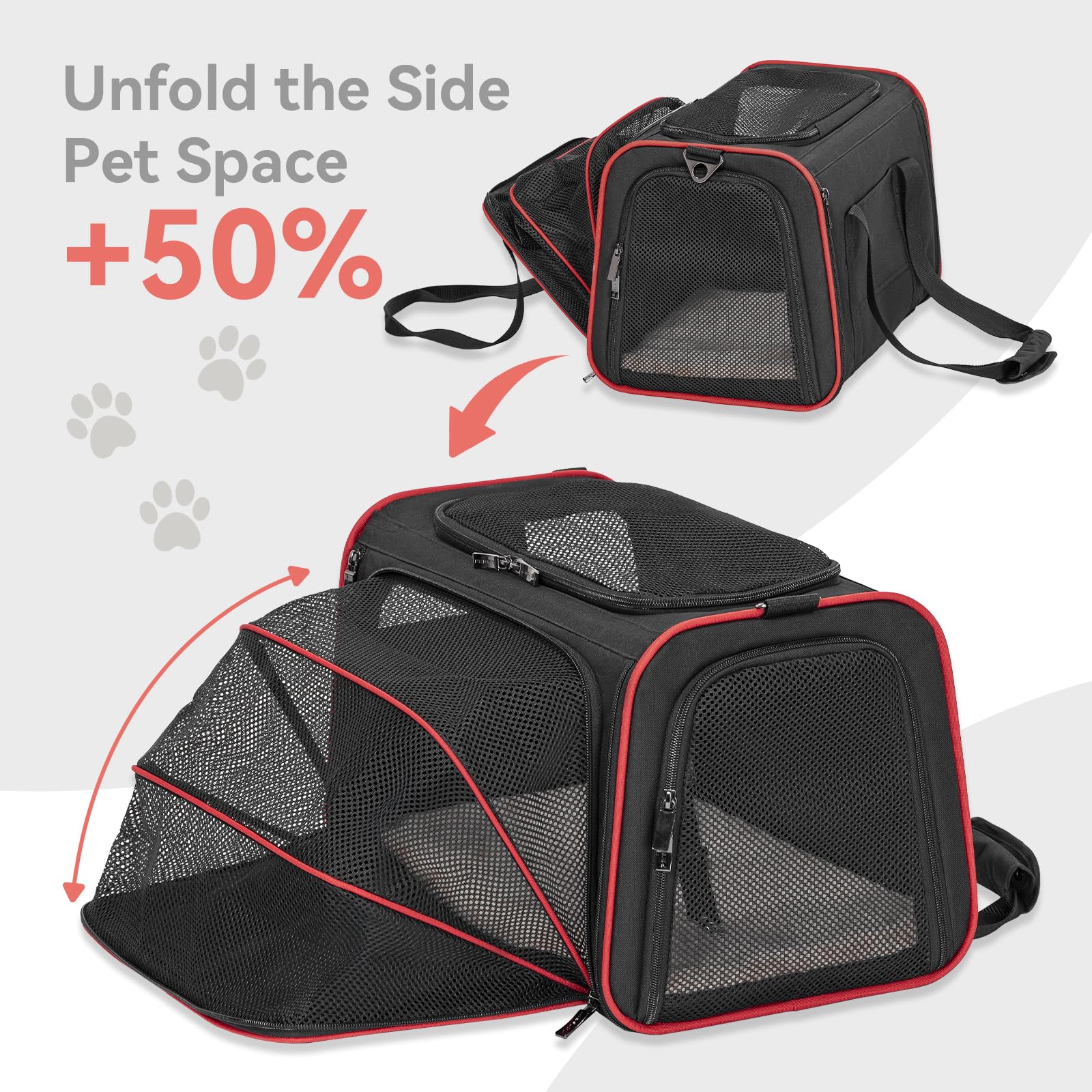 Petsfit Expandable Cat Carrier Dog Carriers,Airline Approved Soft-Sided Portable Pet Travel Washable Carrier For Kittens,Puppies