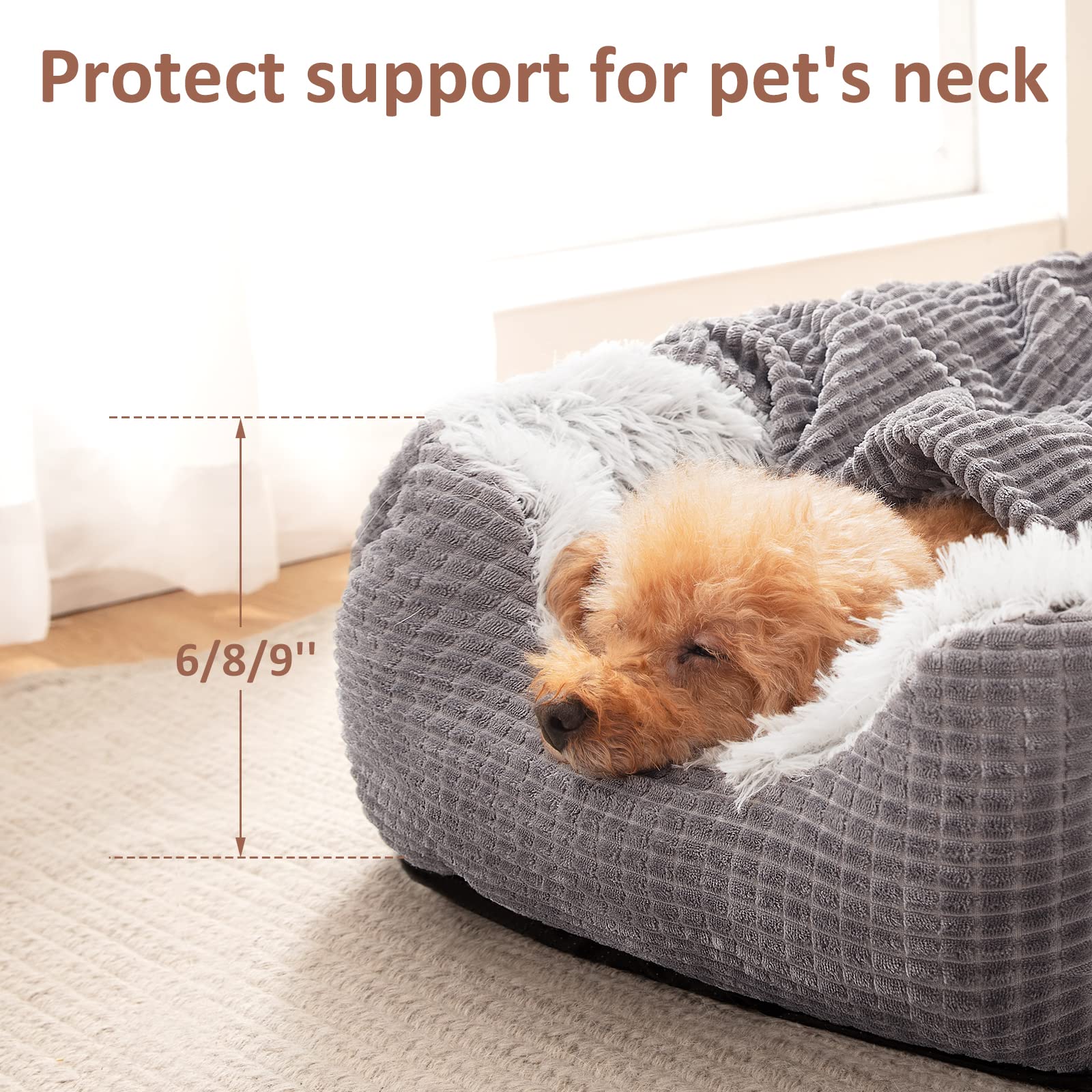 Mixjoy Dog Beds For Small Dogs, Rectangle Cave Hooded Blanket Puppy Bed, Luxury Orthopedic Cat Beds For Indoor Cats, Warmth And