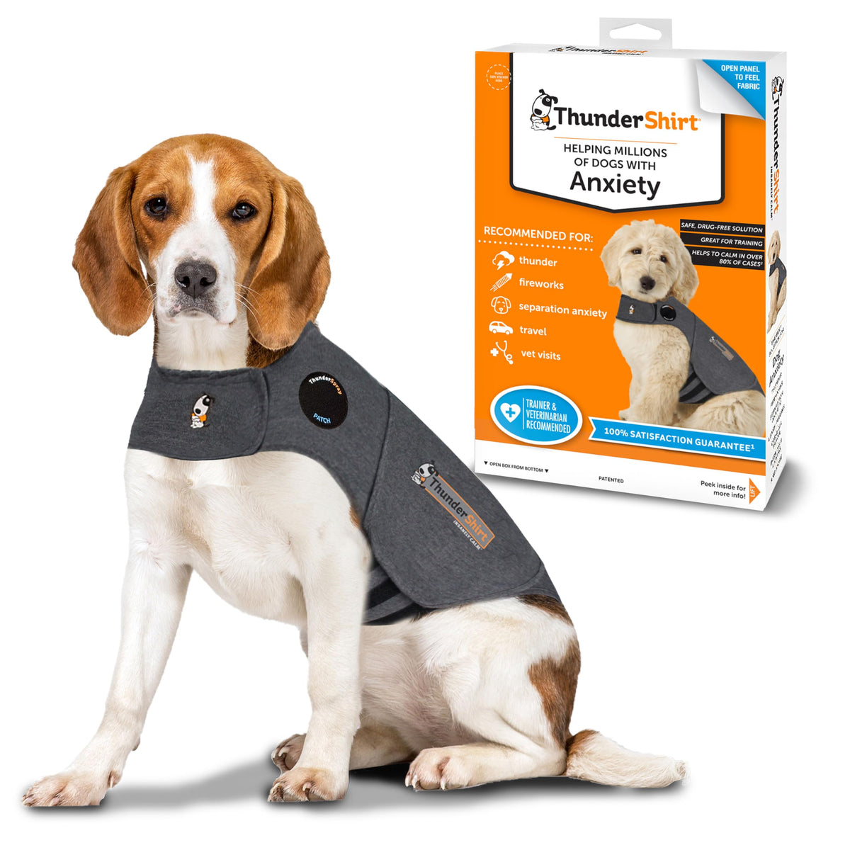 Thundershirt For Dogs, Medium, Heather Gray Classic - Dog Anxiety Relief Calming Vest