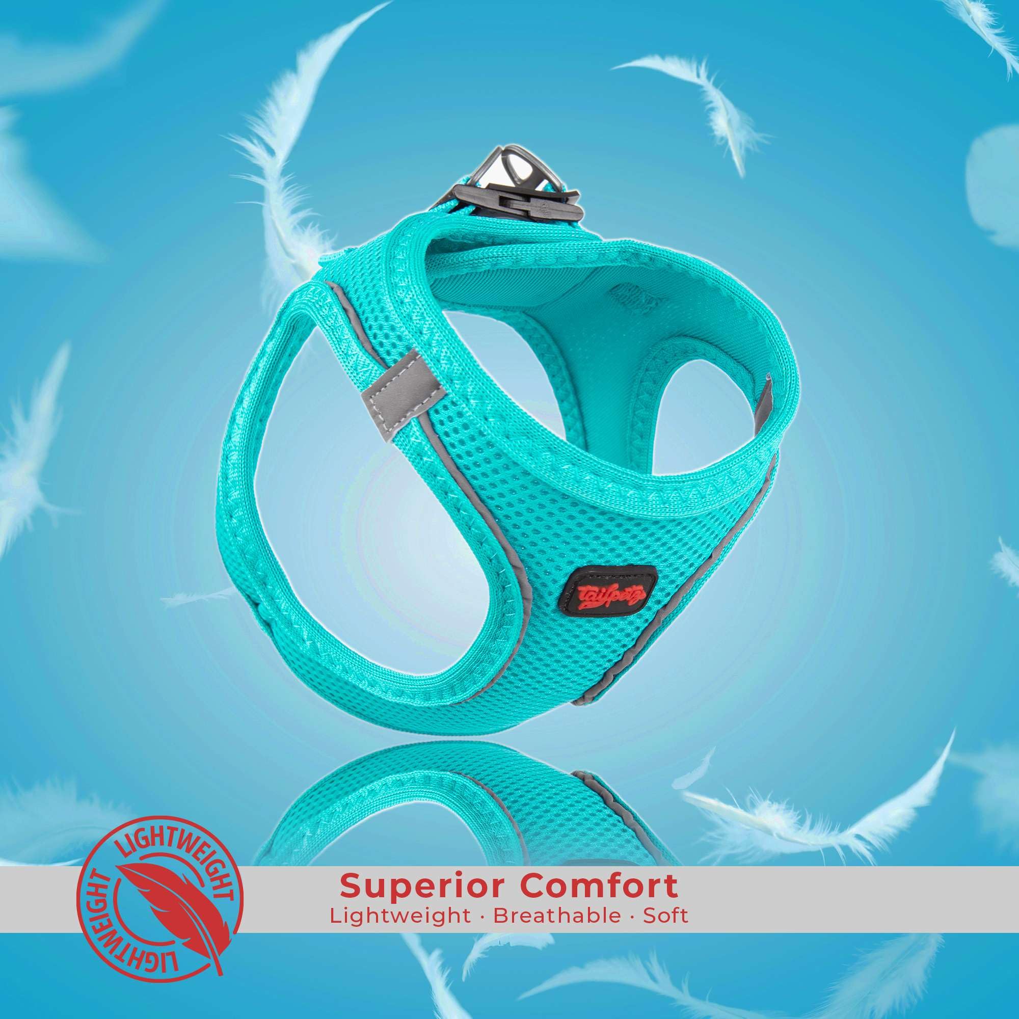 Tailpetz Light Blue Dog Harness Small Sized Dogs, Adjustable No Pull Step in Harness for Small Dog, Reflective Puppy Harness for