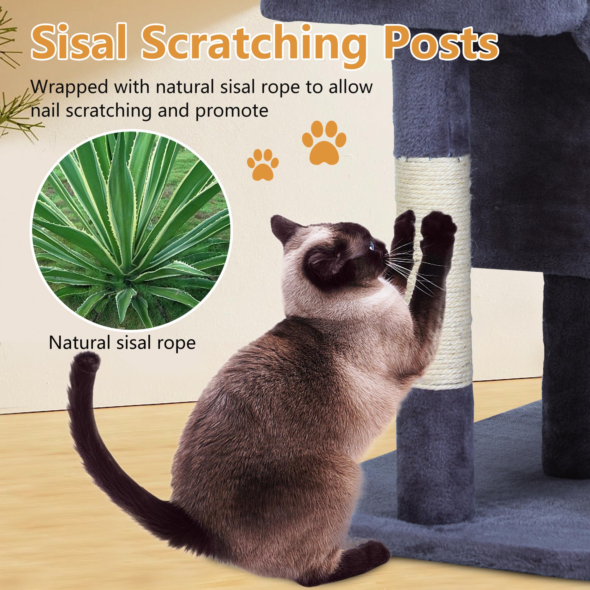 Fdw Cat Tree For Indoor Cats 36 Inches Cat Tower Multi-Level Indoor Cat Play Condo House With Scratching Posts, Spacious Perch,