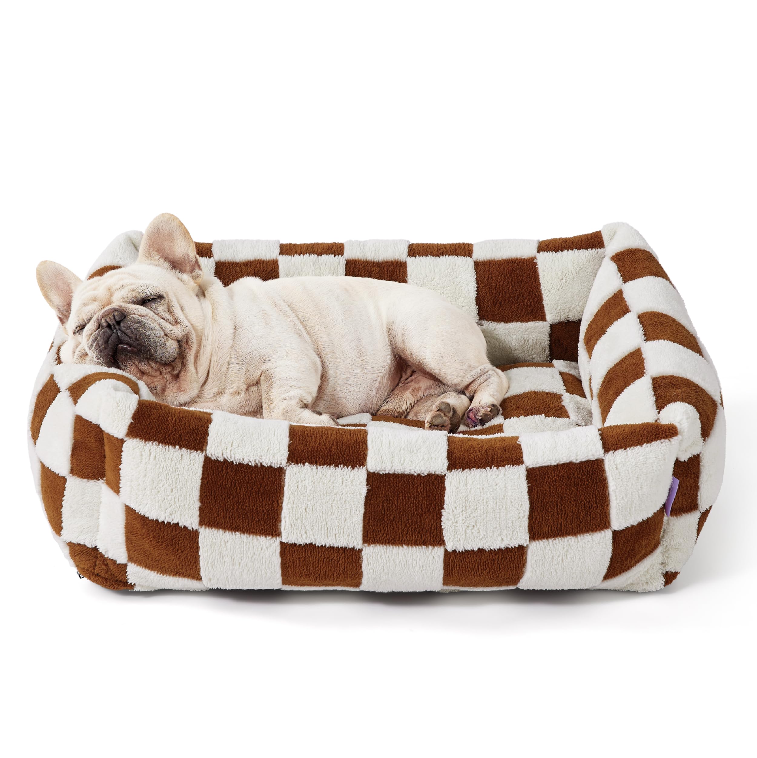 Lesure Cute Dog Bed For Medium Dogs - Washable Pet Beds,Cozy Rectangle Orthopedic Sofa With Jacquard Shaggy Plush & Anti Slip Bo