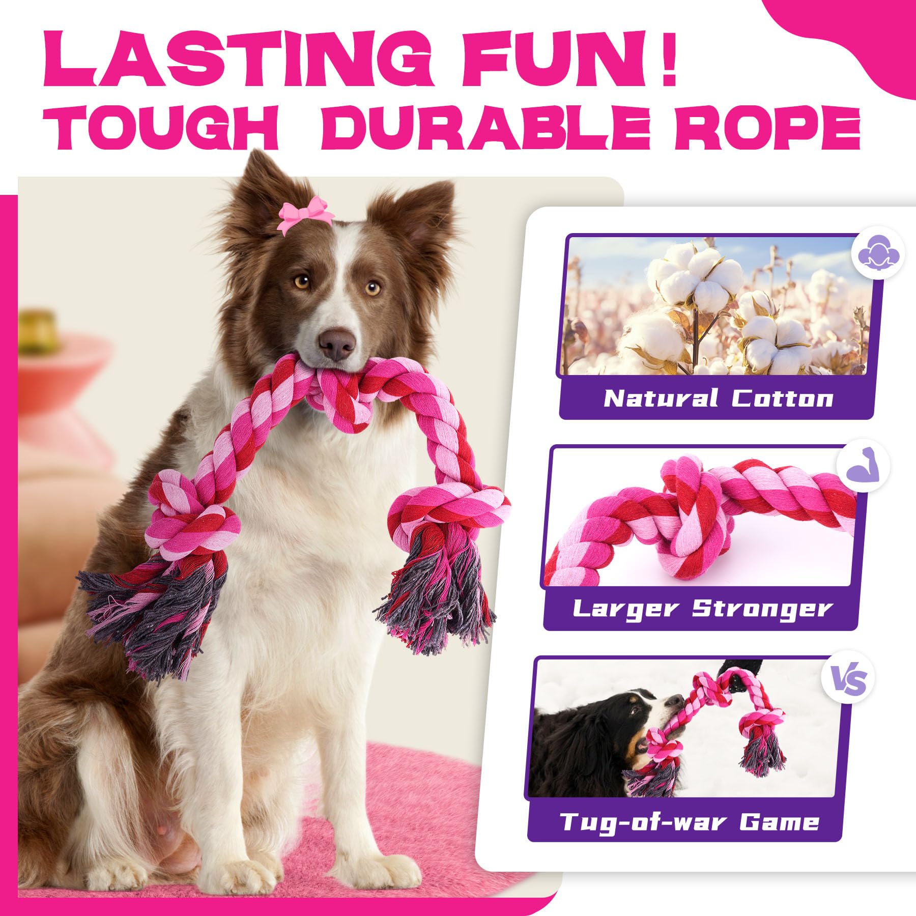 Zeaxuie 12 Pack Heavy Duty Various Dog Chew Toys Pack For Aggressive Chewers - Includes Large Rope Toys, Squeaky Toys & Indestru