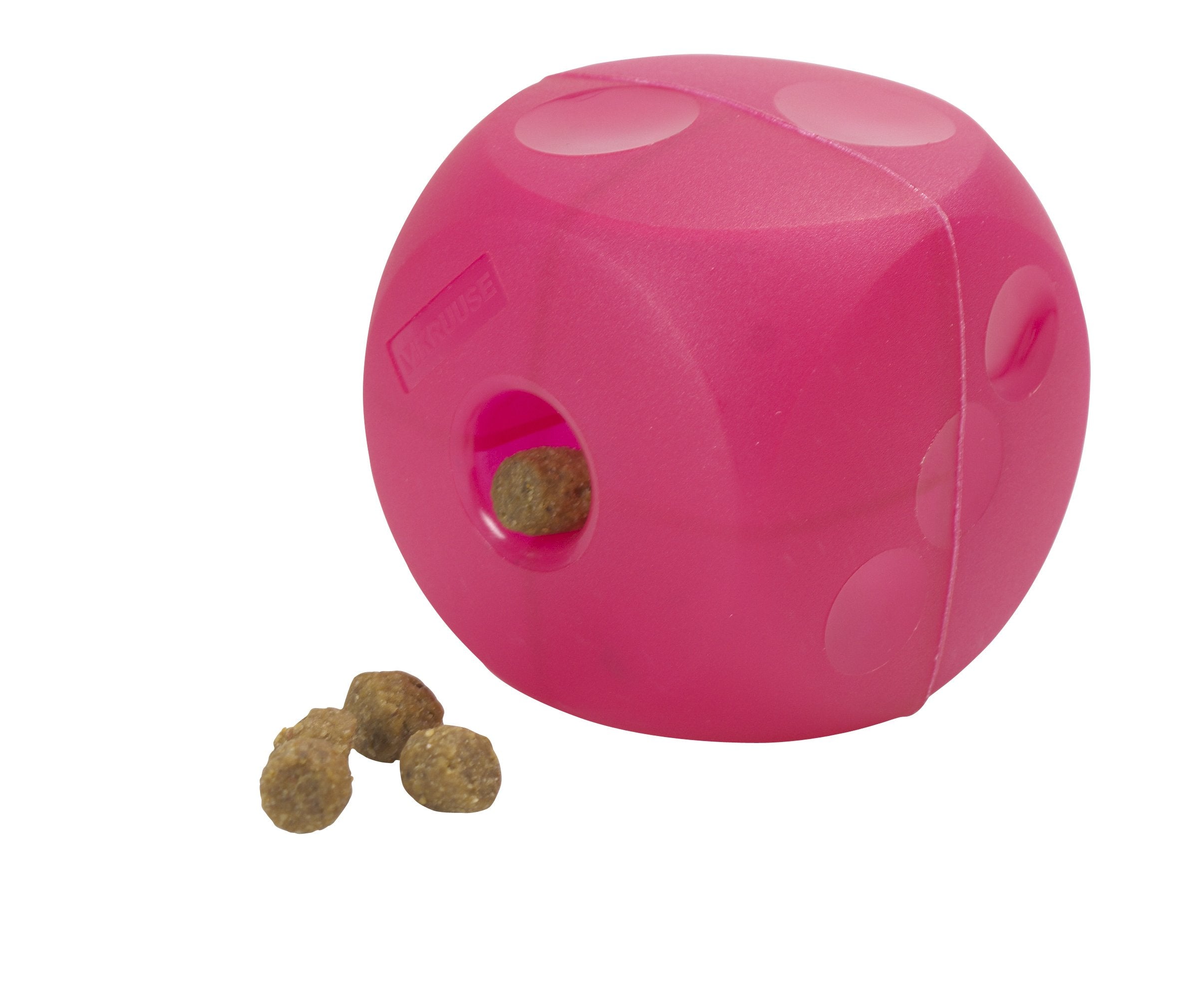 Kruuse Buster Soft Mini Feeder Cube for Dogs - Dog Feeder Toy - Canine Slow Food Feeder - Magenta Red