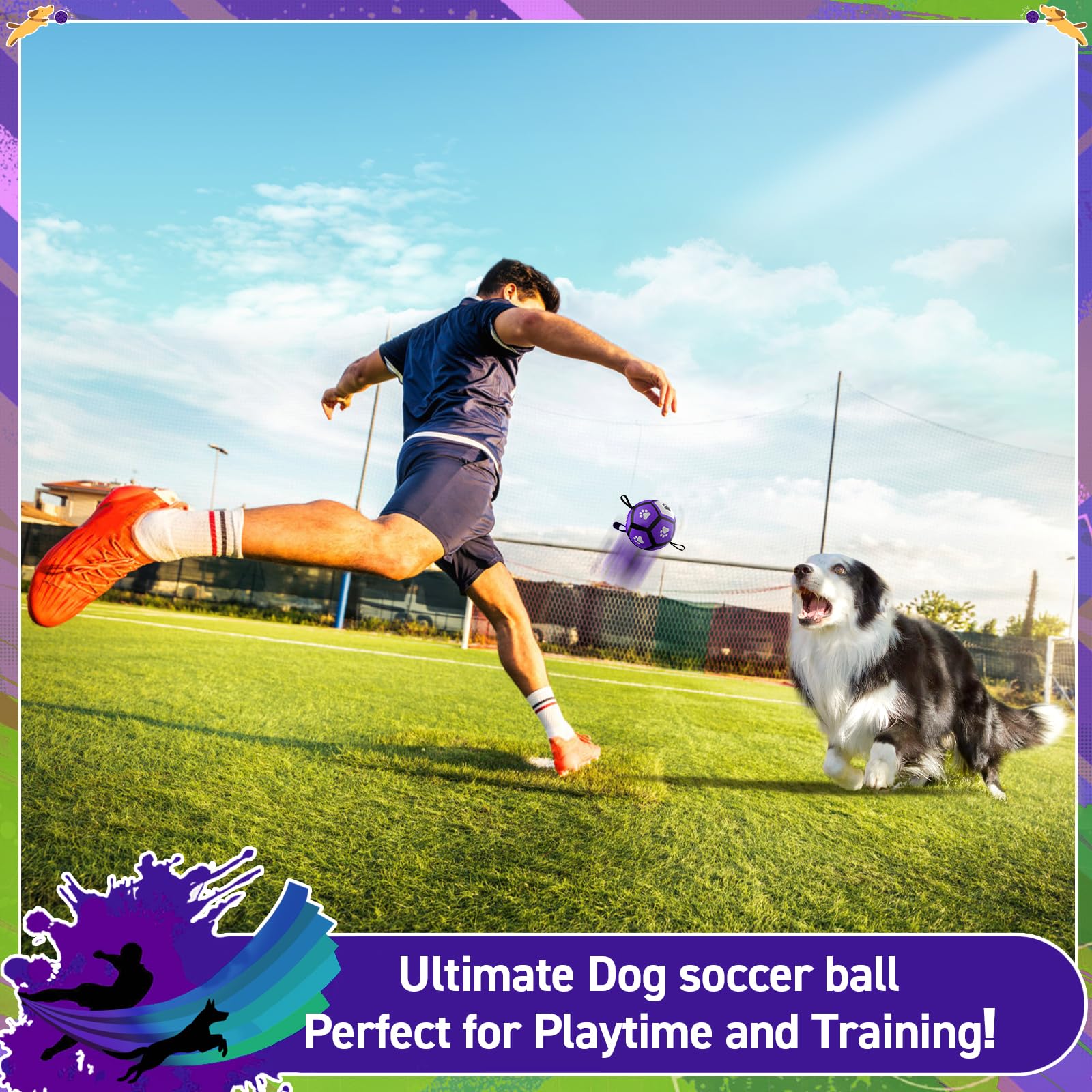 Qdan Dog Toys Soccer Balls: Interactive Dog Toys For Tug Of War, Doggy Balls With Straps, Puppy Birthday Gifts, Durable Puppy Ba