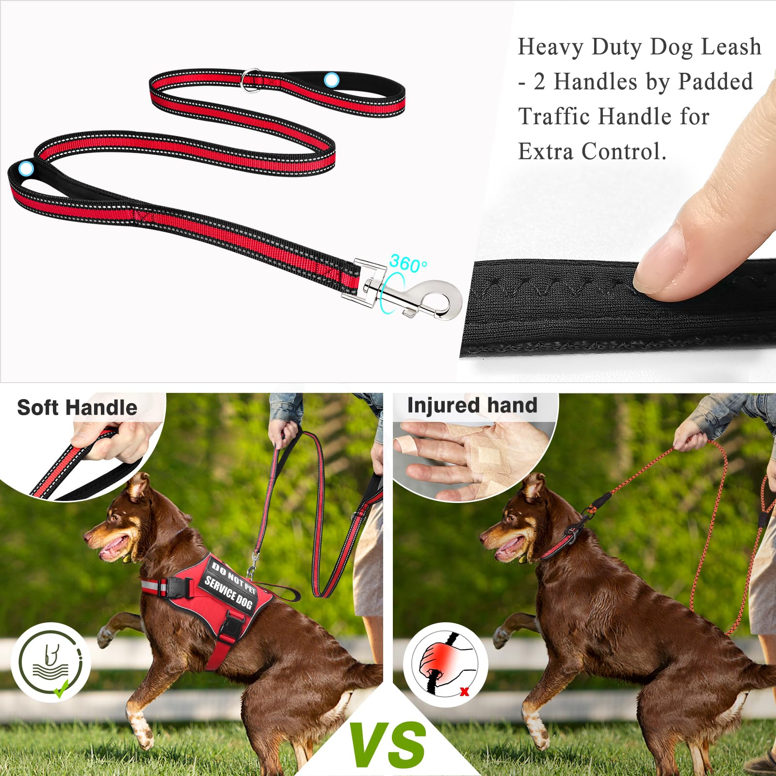Winsee Small Dog Harness & Leash Set, Red, X-Small, Nylon, Emotional Support Therapy Vest With 10 Patches, Breathable, Adjustabl