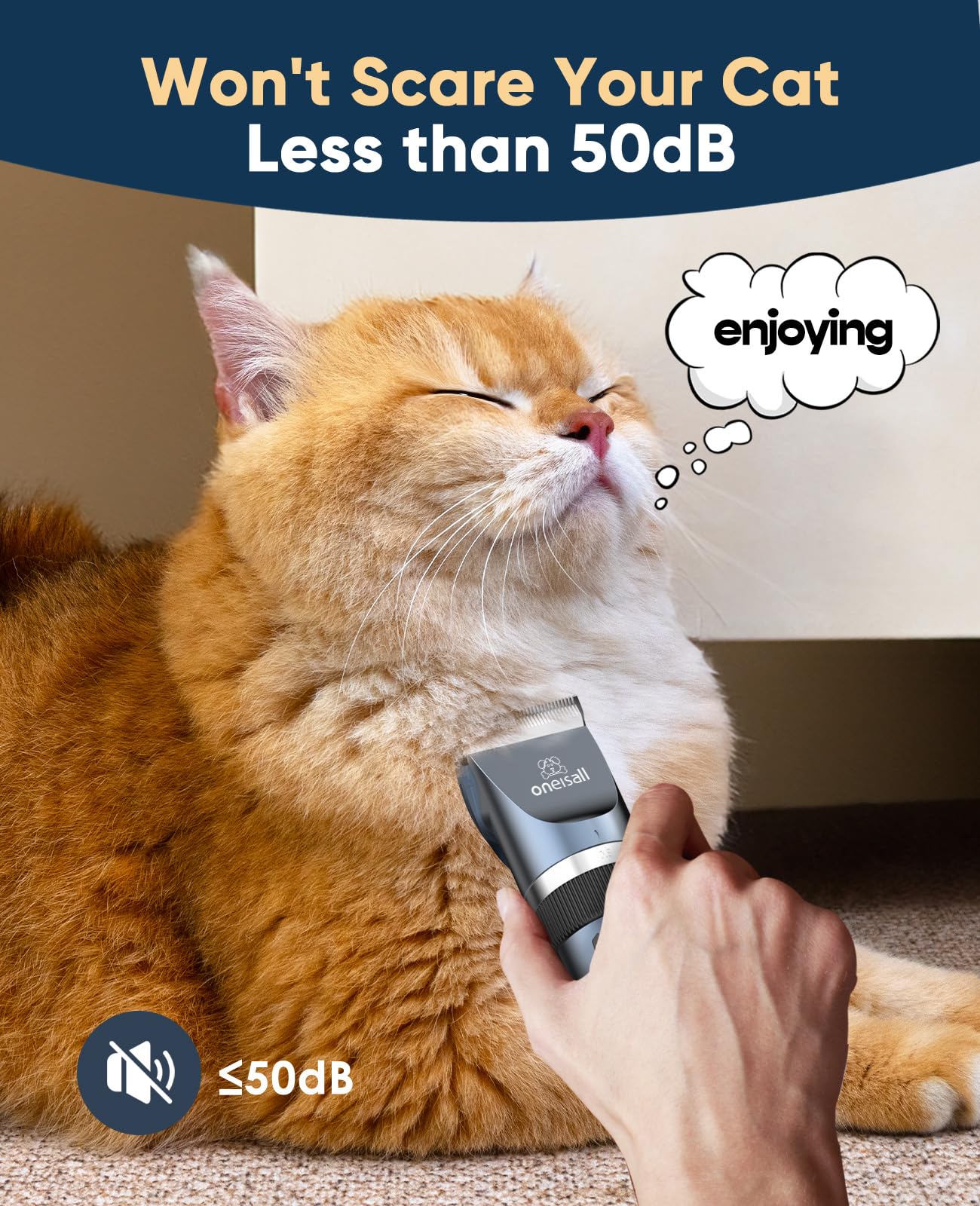 oneisall Cat Clippers, Quiet Cordless Grooming Kit, 2 Speed, Stainless Steel, 12 Piece Set, Blue, Model X2