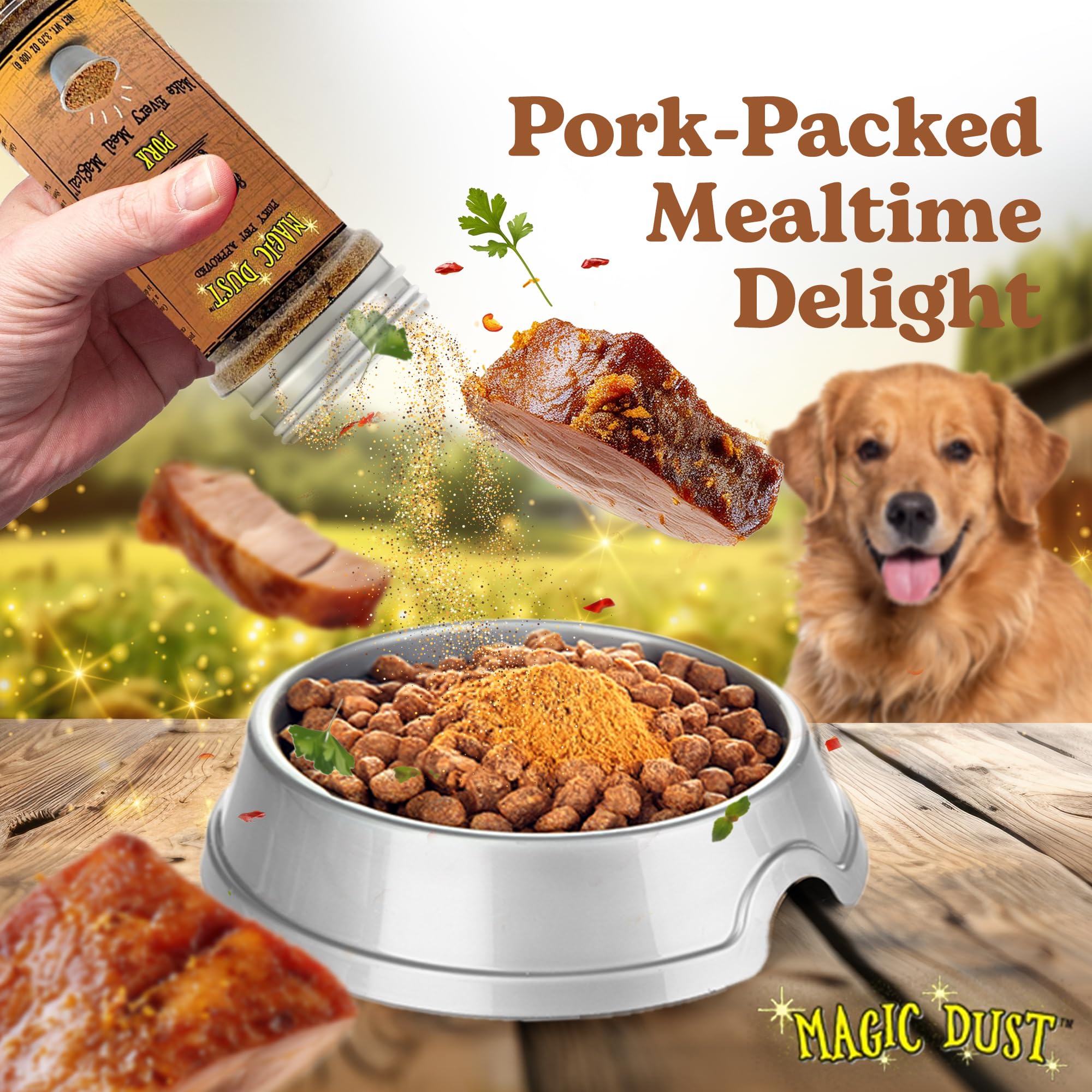 Wild Meadow Farms - Magic Dust Pork Jerky Topper, Single Protein Pet Food Topper for Dogs & Cats, Enhance Flavor & Elevate Mealt