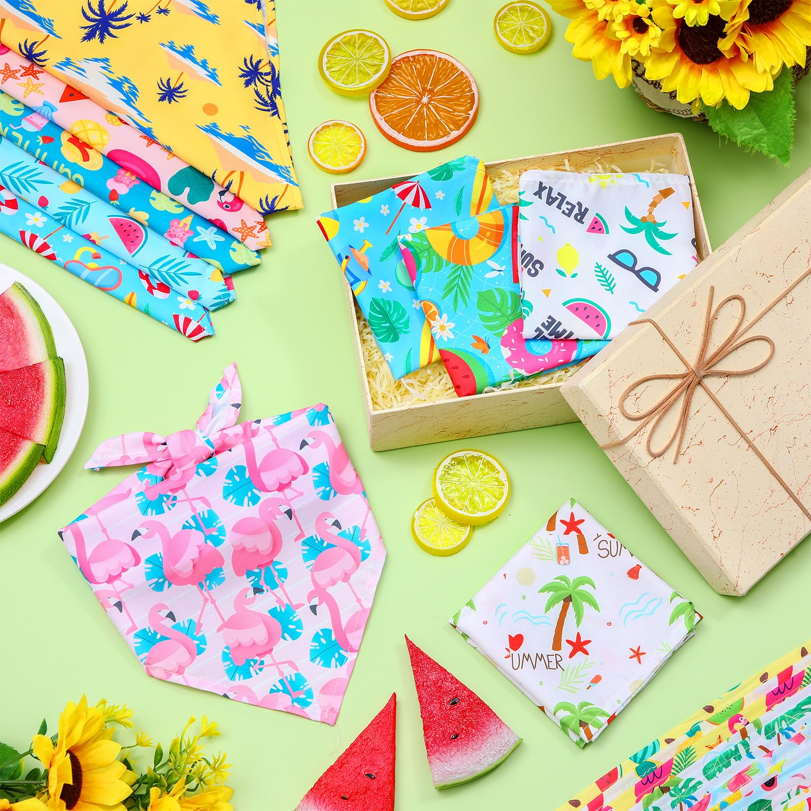 Sweetude 50 Pcs Dog Bandanas Bulk Summer Puppy Bandanas Dogs Triangle Scarf Kerchief Set Holiday Pet Costume Accessories
