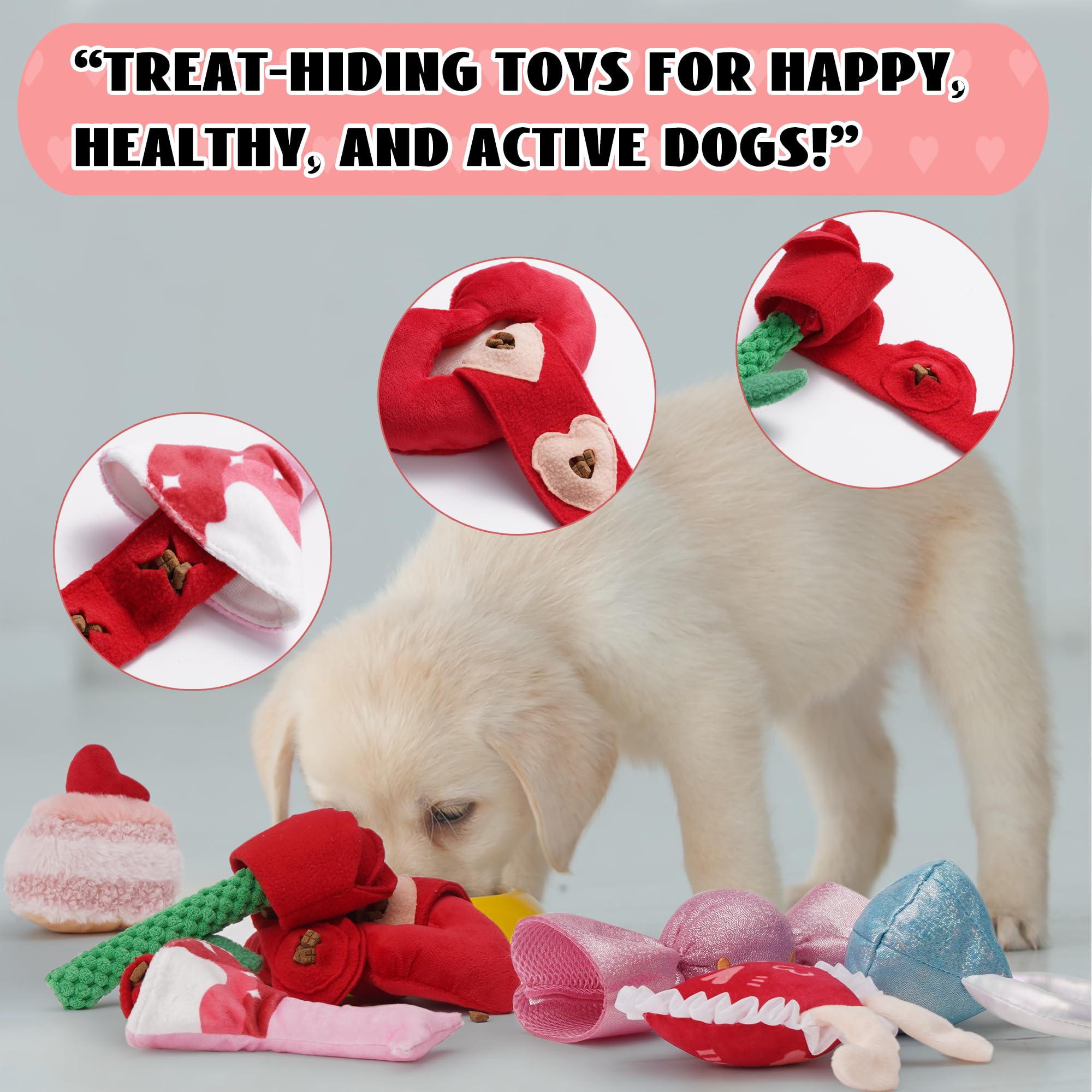 Nocciola Squeaky Dog Toys For Girls, Adorable Plush Ruffled Rose Heart Puppy Toy To Keep Them Busy, For Small, Medium And Large