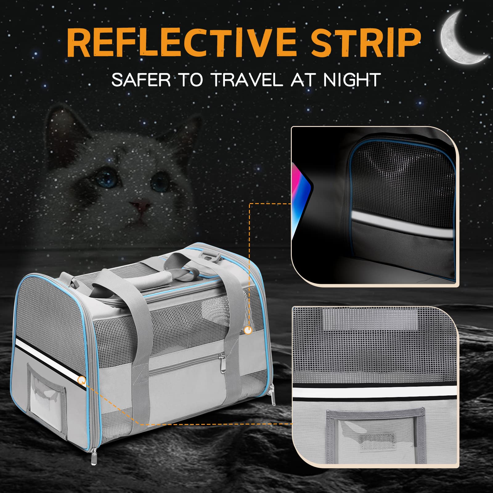 Cussiou Cat Carrier Dog Carrier Tsa Airline Approved For Small Dogs Cats Under 15 Lbs, Collapsible Soft Sided Travel Pet Carrier