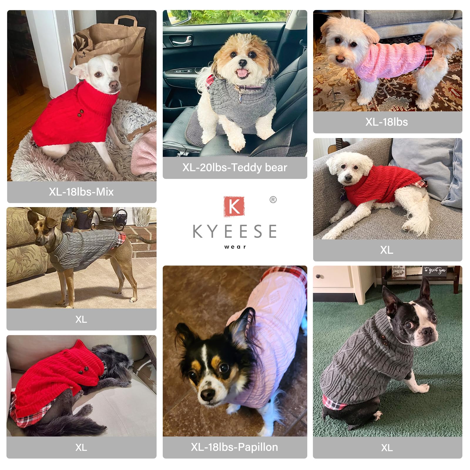 Kyeese Christmas Dog Sweaters Red For Small Medium Dog Pullover Sweater Knitwear Knit Warm Pet Coat For Fall Winter