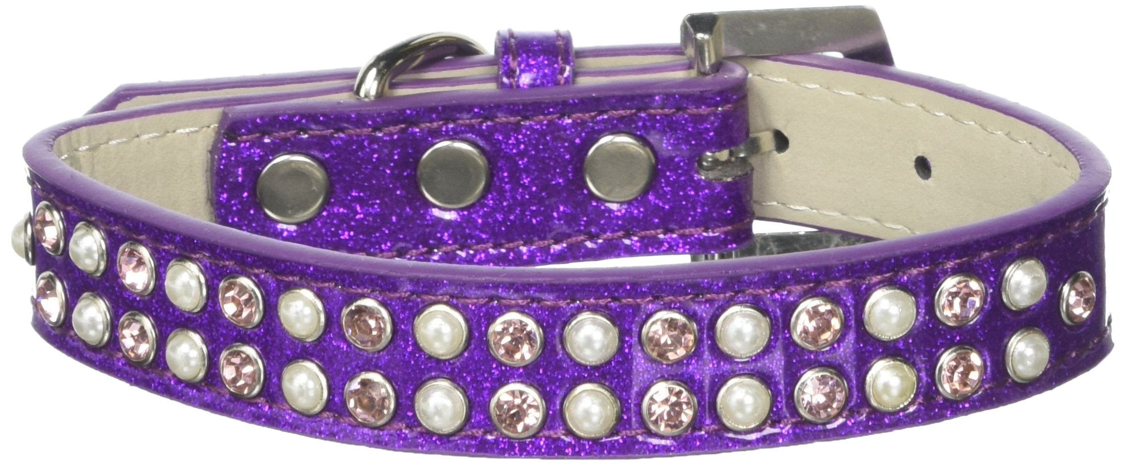 Dog, Puppy & Pet Ice Cream Collar, "Two Row Lime Green Crystal Rimsets" Purple 12
