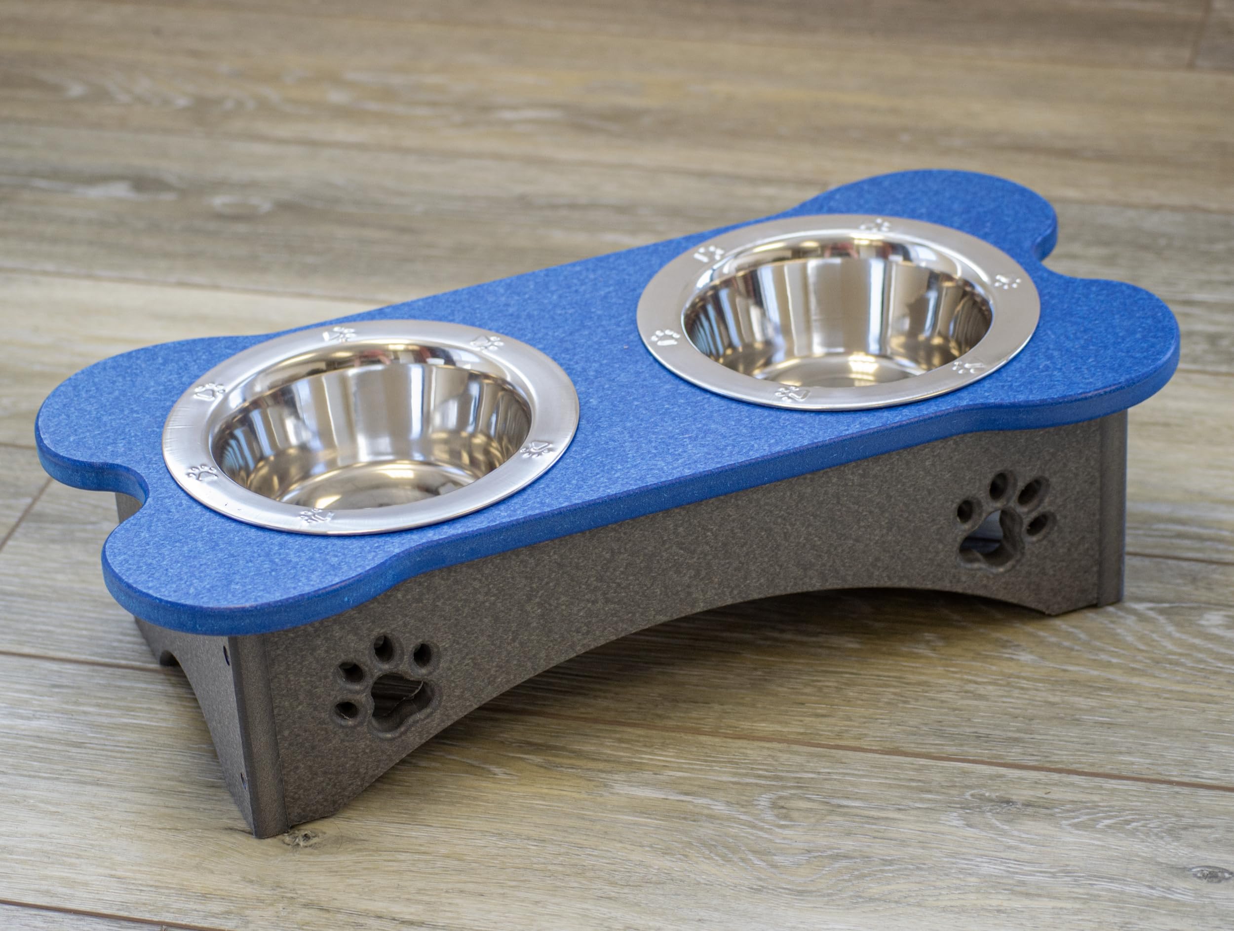 High Double Water and Food Bowls Made of High Density Poly Resin for Small Dogs