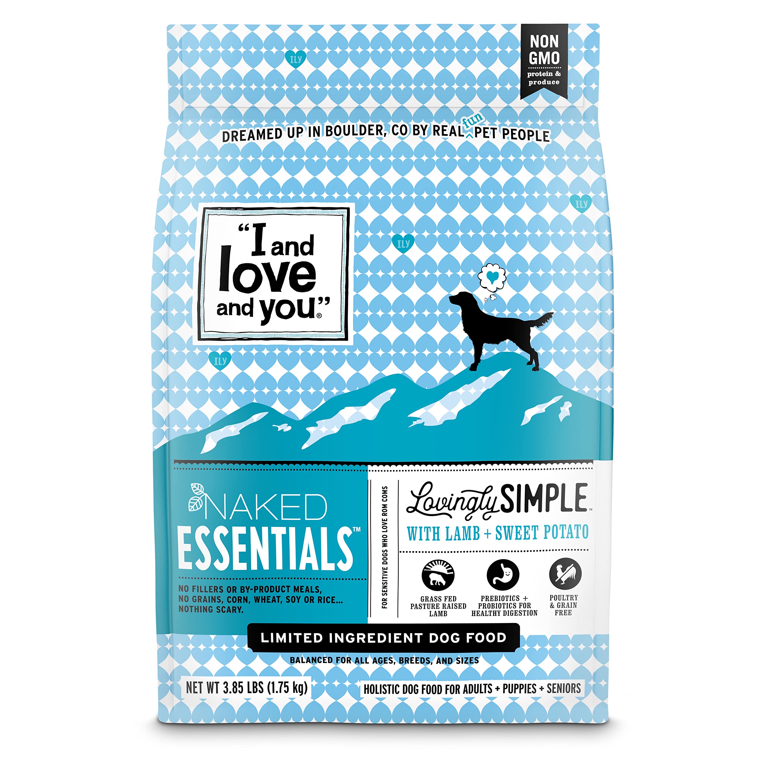 I and love and you Lovingly Simple Dry Dog Food - Lamb + Sweet Potato - Grain Free, Filler Free, Prebiotic + Probiotic 3.85lb Ba