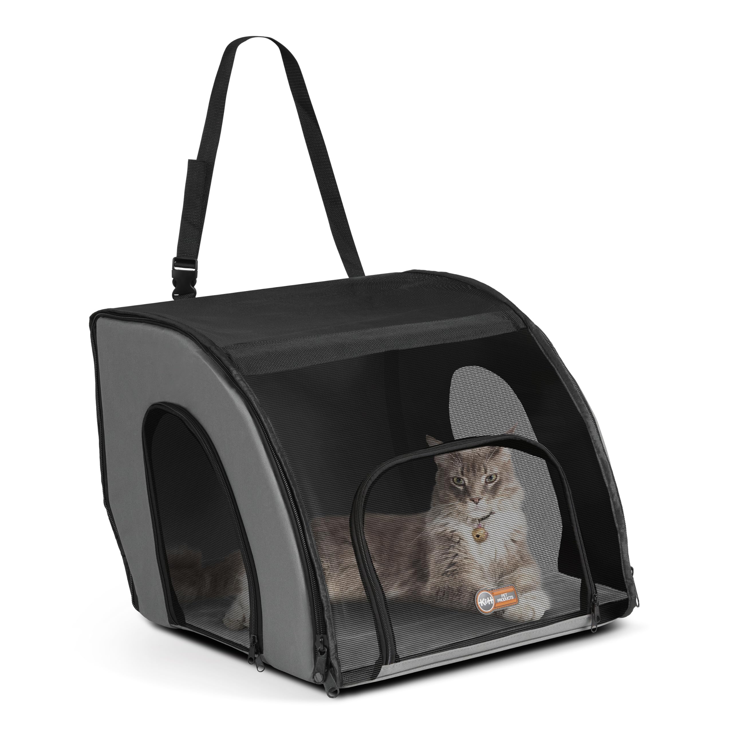 K&H Pet Products Enclosed Dog Cat Car Seat, Travel Safety Carrier for Pets, Dog Travel Car Seat, Soft-Sided Covered Cat Carrier,