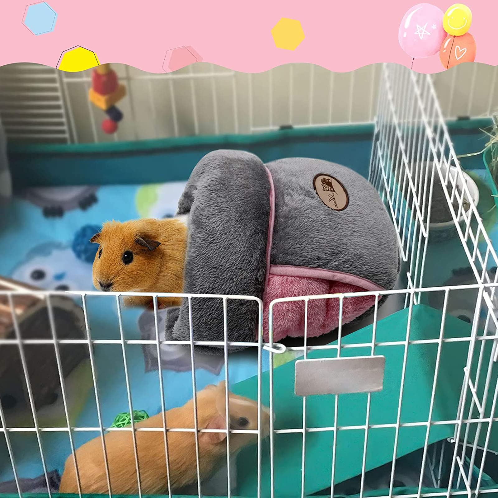 Yuepet Guinea Pig Bed Cuddle Cave Warm Fleece Cozy House Bedding Sleeping Cushion Cage Nest For Small Animal Squirrel Chinchilla Rabbit Hedgehog Cage Accessories (Grey)