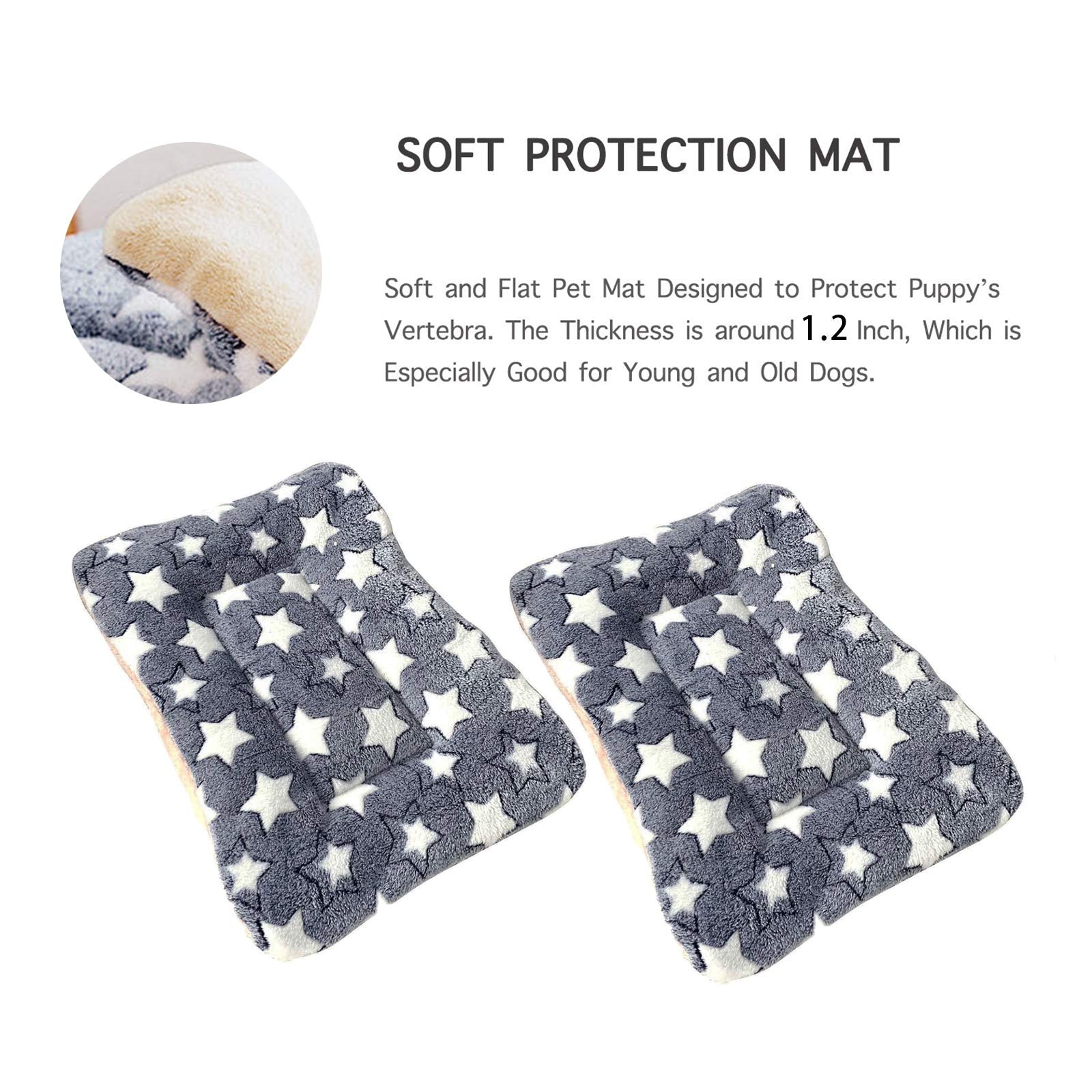 Homereign 2 Pcs Pet Bed Mats. Ultra Soft Pet (Dog/Cat) Bed With Cute Prints. Reversible Faux Lambswool Kennel Pad For Medium Sma