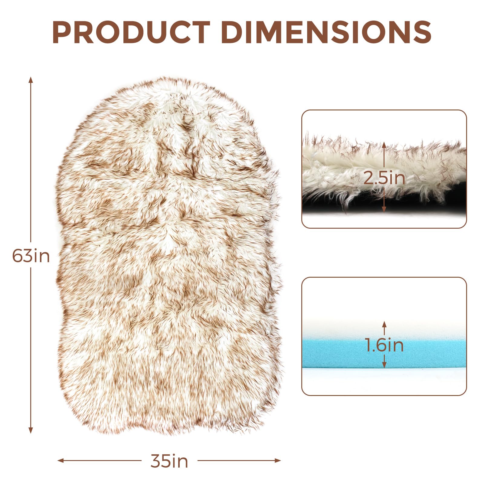 Walnest Faux Fur Dog Bed 63X35 In Memory Foam Dog Bed With Soft Fluffy Machine Washable Faux Fur Cover, Plush Orthopedic For Sma