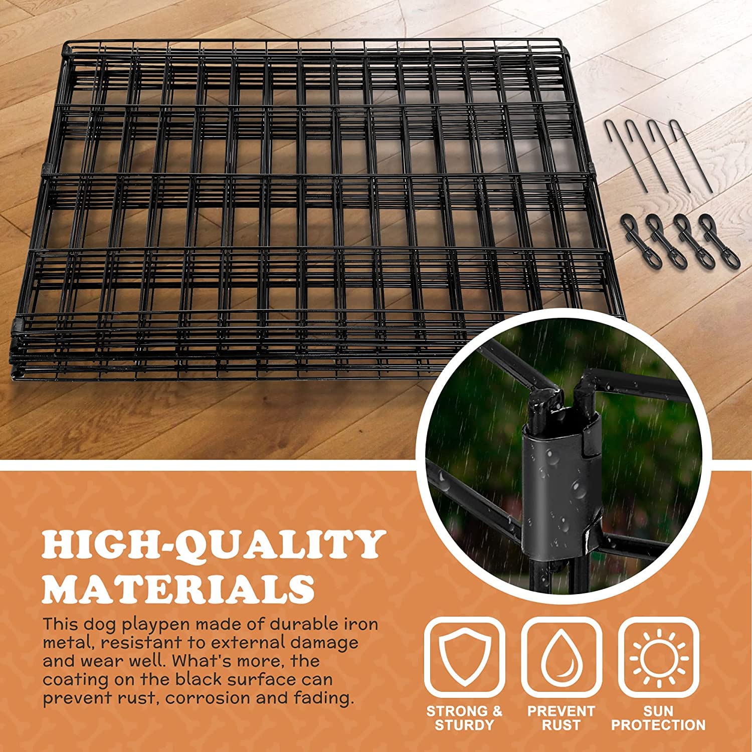 24/30/36/42/48 Inch Pet Playpen Puppy Playpen Dog Exercise Pen Indoor Outdoor Folding Dog Fence For Small Animals 8 Panel