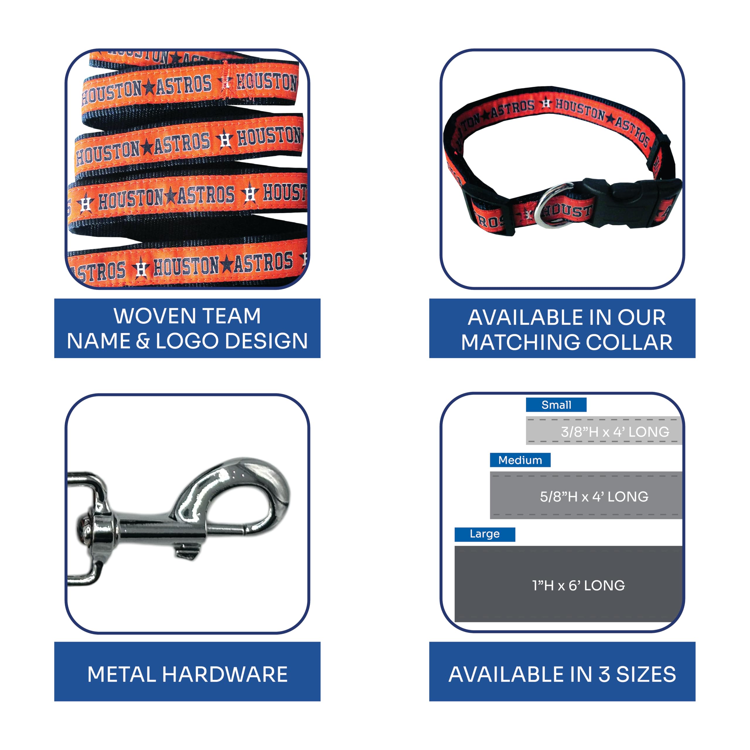 Mlb Houston Astros Dog Leash, Small