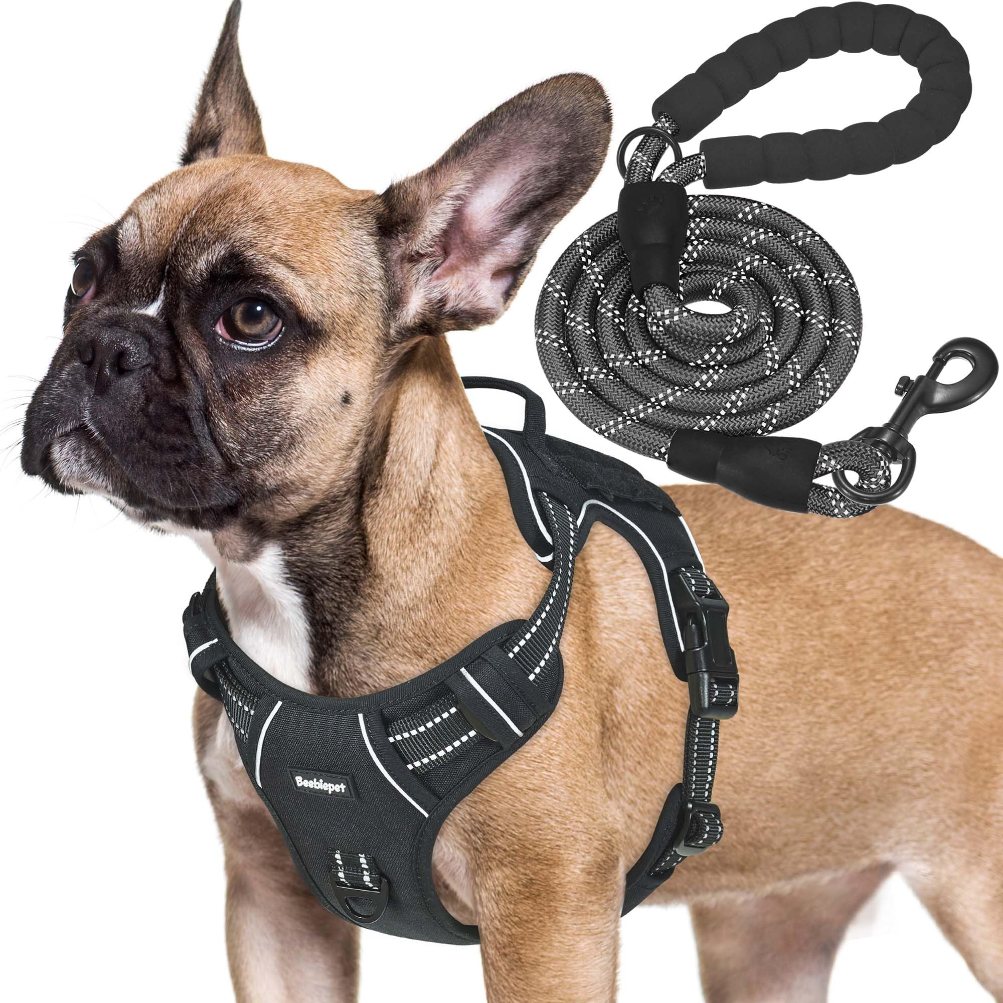 Beebiepet Heavy Duty Tactical Dog Harness For Small Dogs, No Pull Adjustable Pet Harness Reflective Service Training Easy Contro