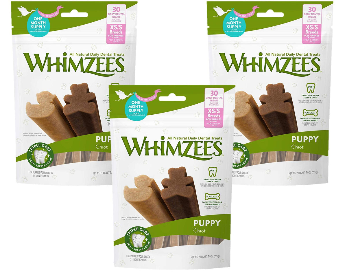 Whimzees 3 Pack Of Puppy Daily Dental Treats, 14 Sticks Each, For Extra Small To Small Puppies