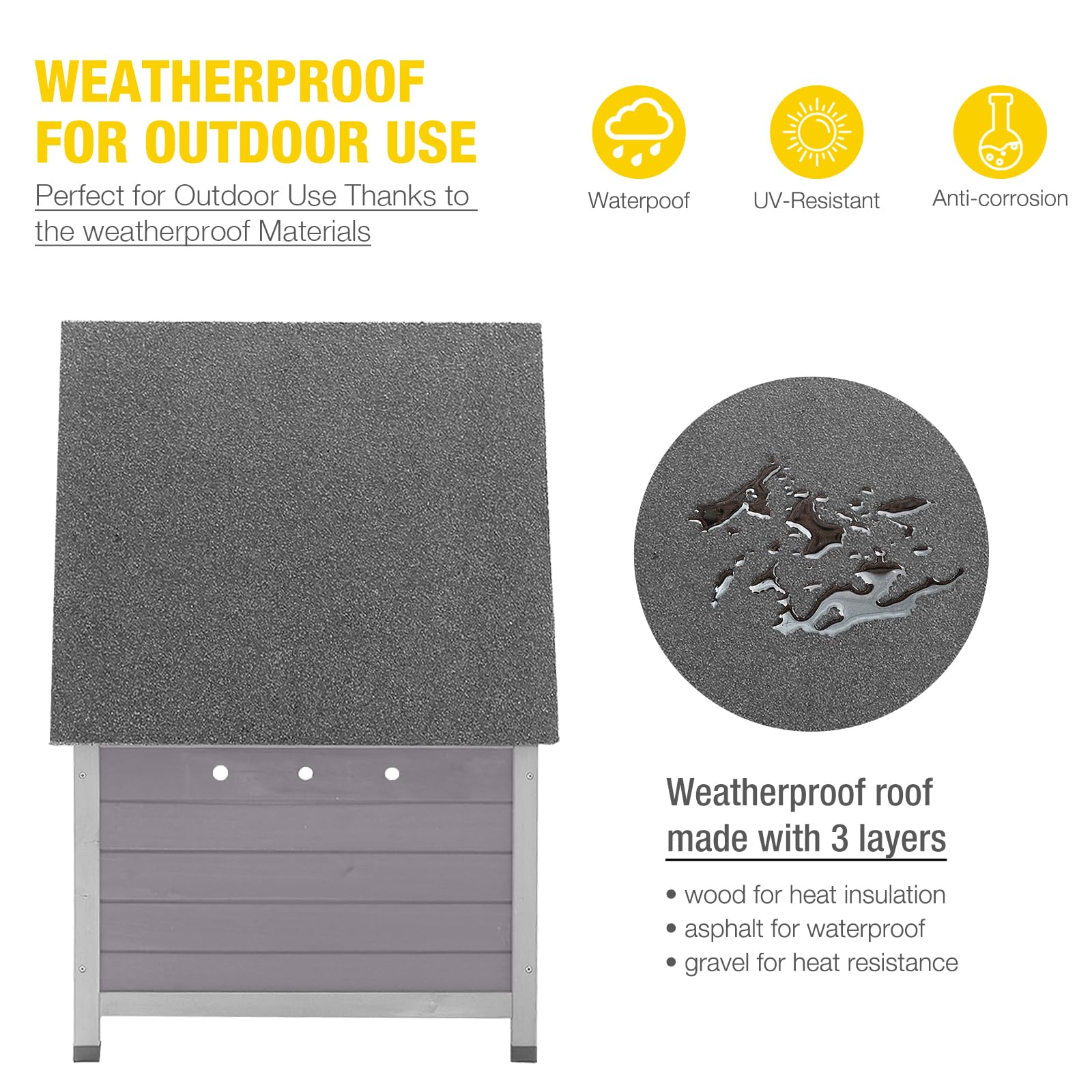 Cat House Outdoor Feral Kitty Houses With Curtain For Cats Insulated, Weatherproof Roof (Single-Deck)