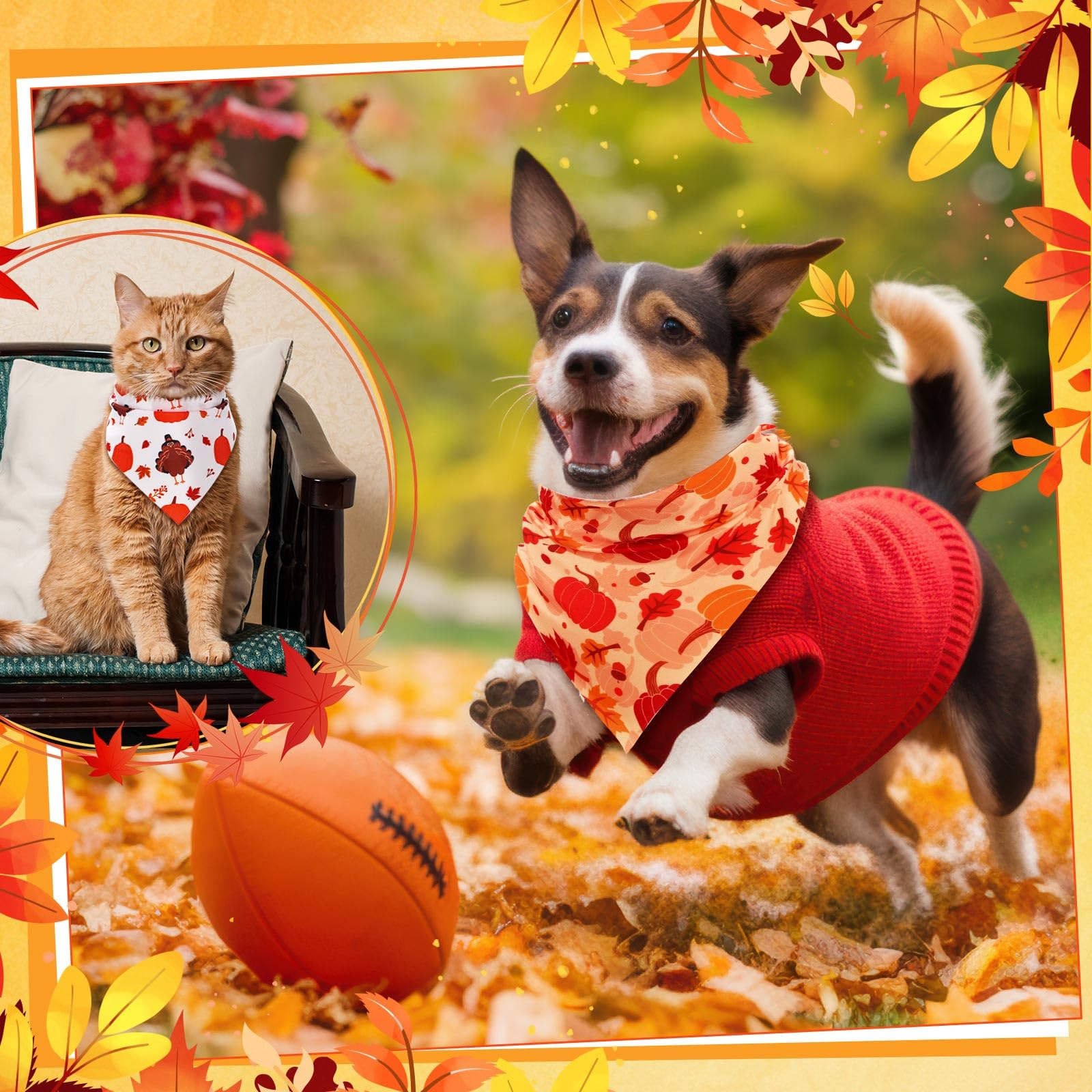 Amylove 120 Pcs Halloween Dog Bandanas Bulk Holiday Triangle Dog Pack Puppy Kerchief Bandana Adjustable Pet Scarf for Pet Cat Co