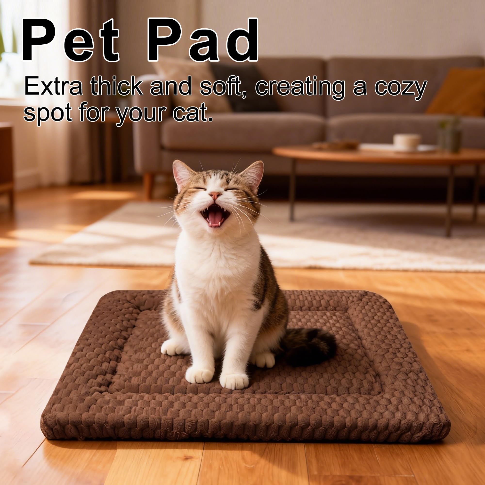 Dog Bed Mat - Soft & Comfortable Dog Kennel Pad for Crate - Durable Crate Bed & Mat for Dogs & Cats (Dark Brown, XS(18*14*1.5))
