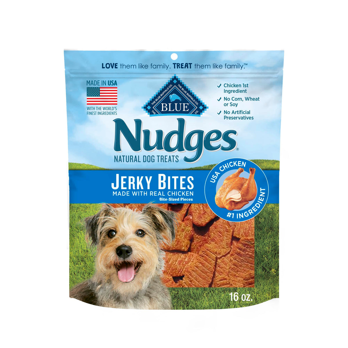 Blue Buffalo Nudges Natural Jerky Bites Dog Treats 16 oz
