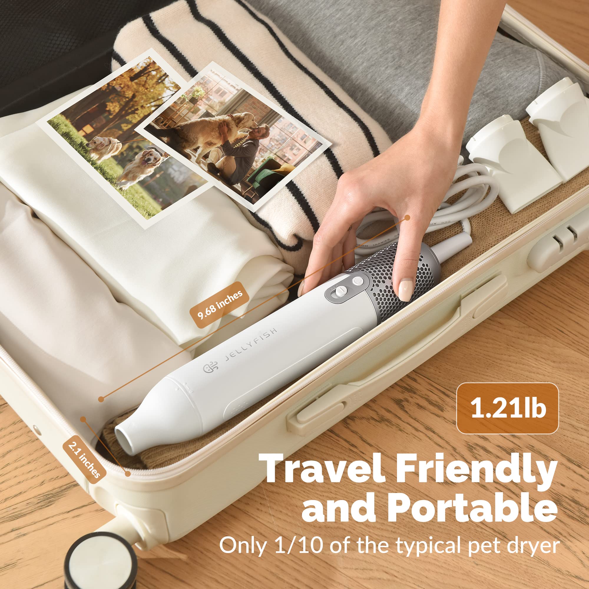 Jellyfish Dog Hair Dryer Handheld Lightweight Blow Dryer, High Velocity Dog Blower For Pet Grooming 1.21 Lb, 2 Speeds, 4 Temps,P