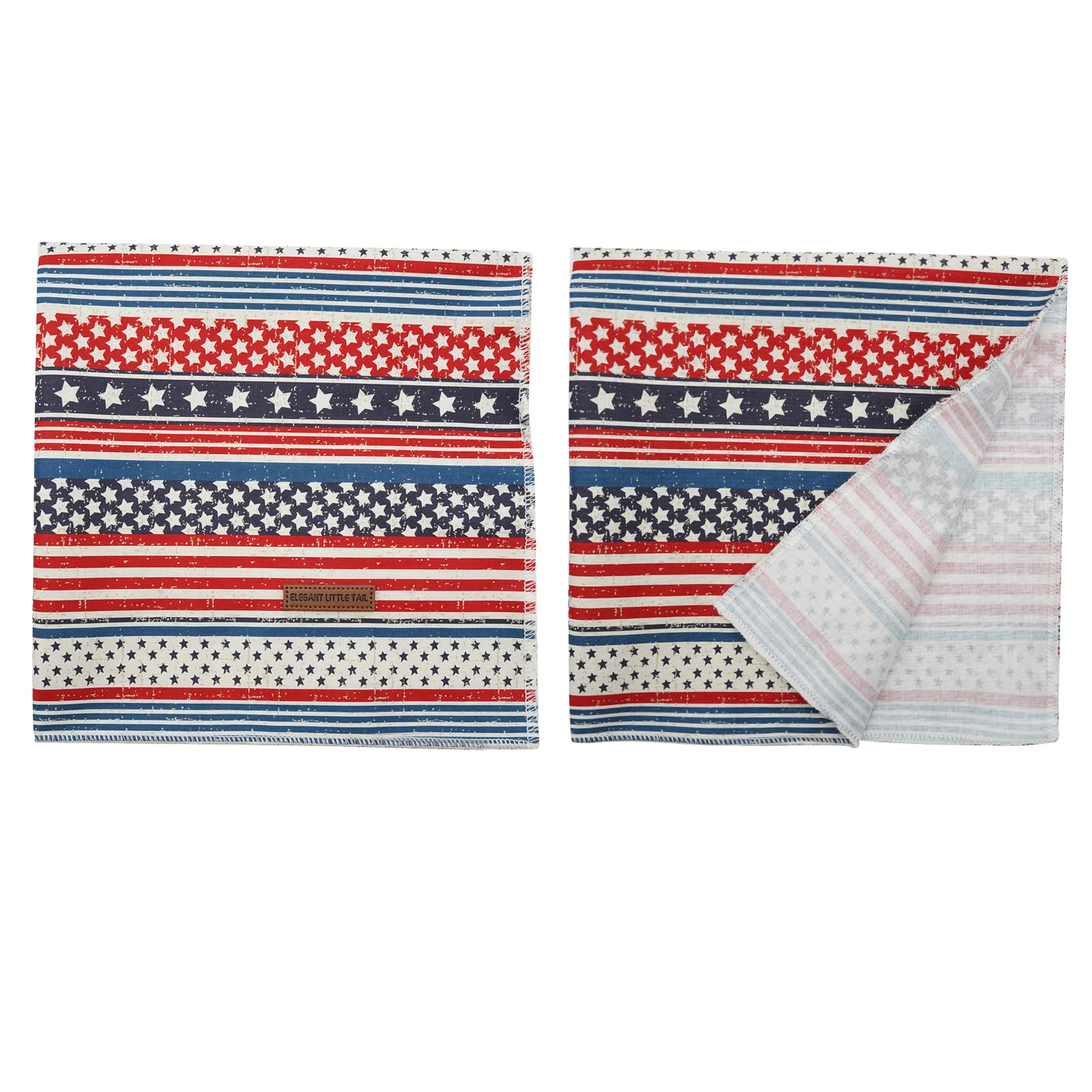 Elegant Little Tail American Flag Dog Bandana, Soft Adjustable Square Kerchief For Medium To Large Dogs