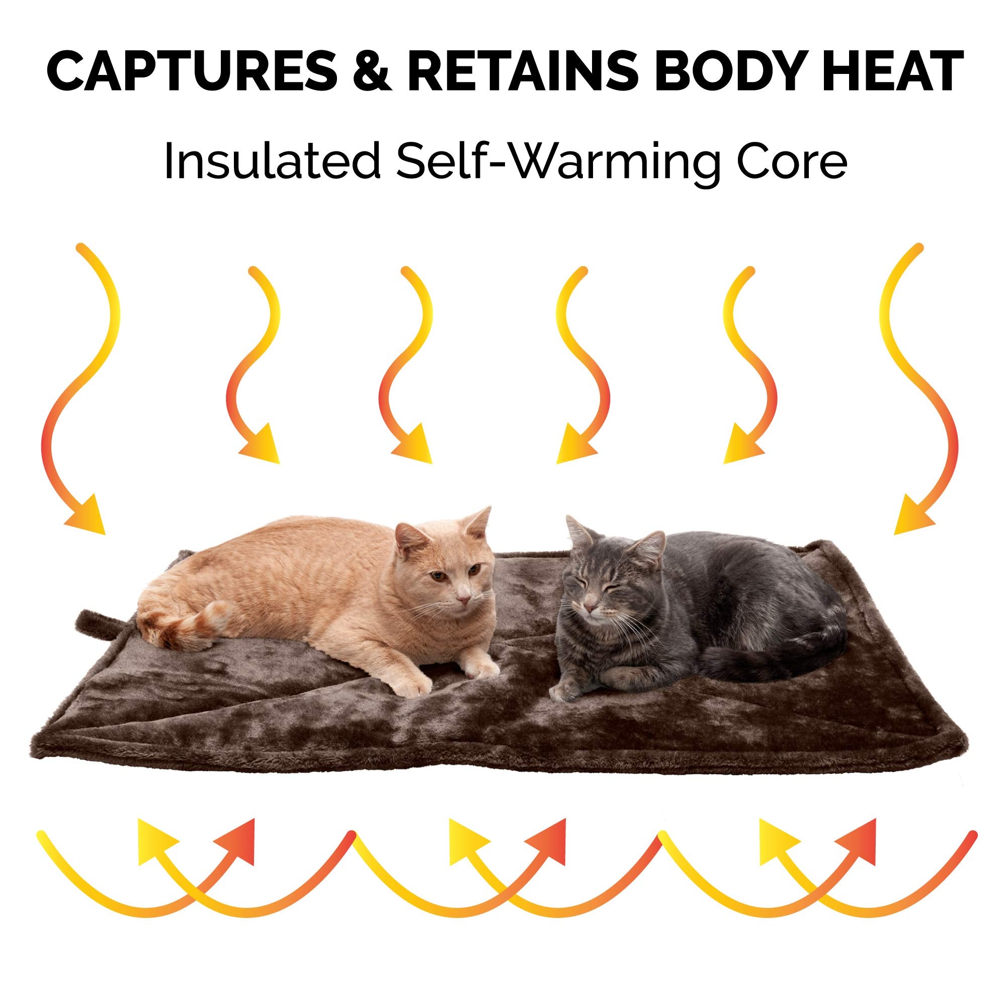 Furhaven Thermanap Self-Warming Cat Bed For Indoor Cats & Large/Medium Dogs, Washable & Reflects Body Heat - Quilted Faux Fur Reflective Bed Mat - Espresso, Large