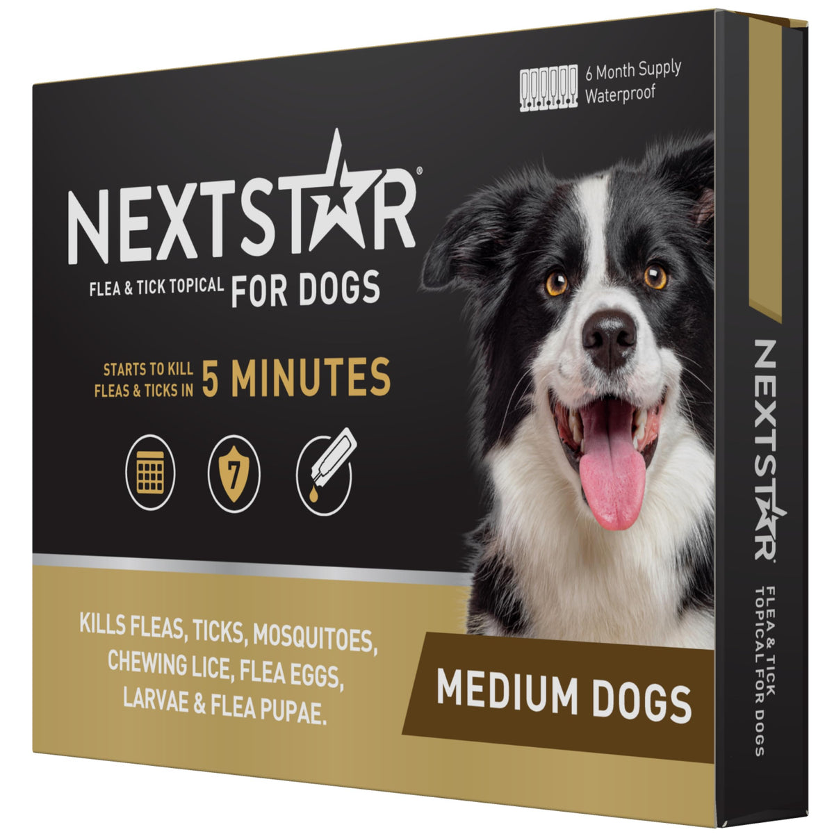 Nextstar Flea And Tick Prevention For Dogs, Repellent, And Control, Fast Acting Waterproof Topical Drops For Medium Dogs, 6 Mont