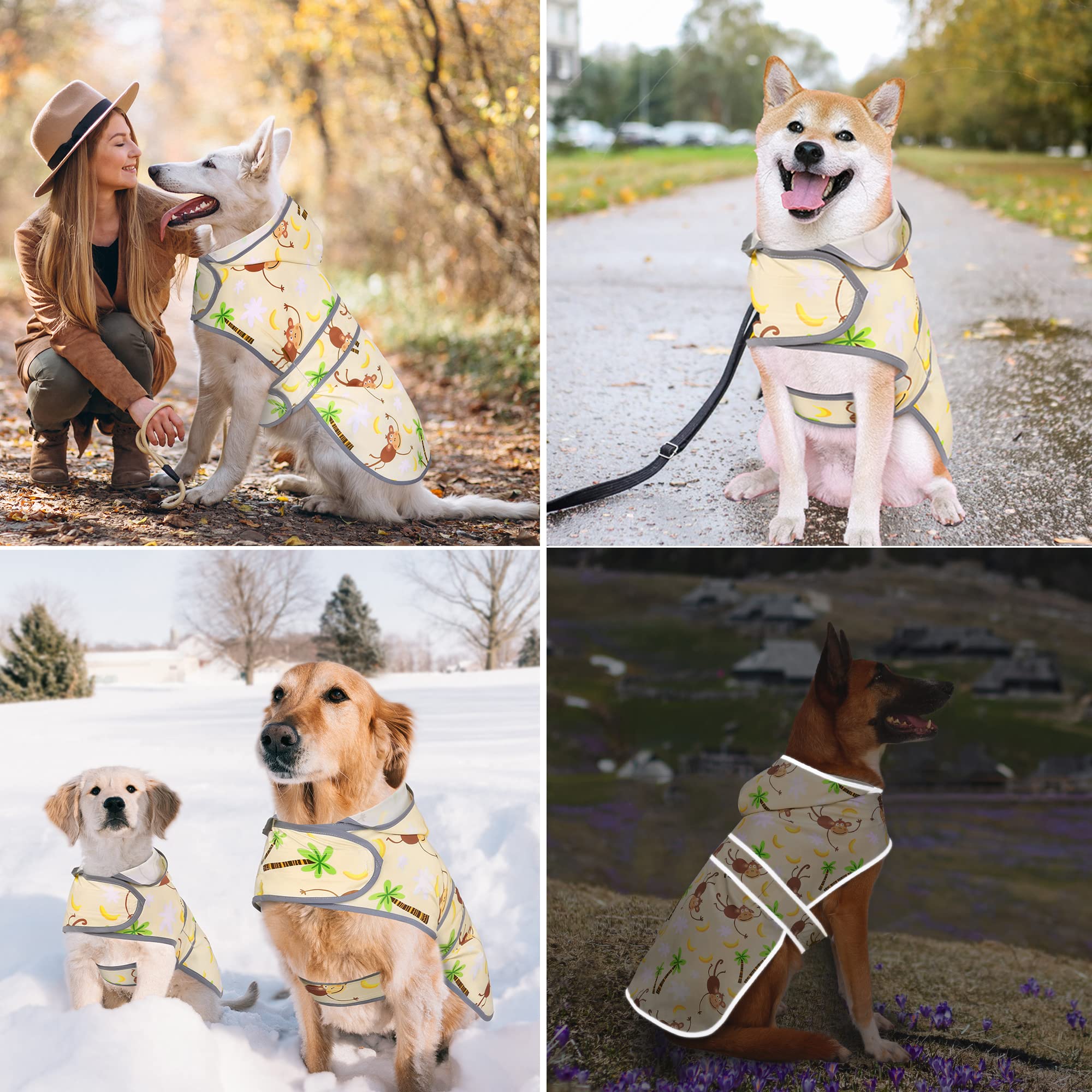 Dog Raincoat With Hood And Leash Hole, Reflective X-Small Rain Coats For Dogs, Small Dog Raincoat Waterproof