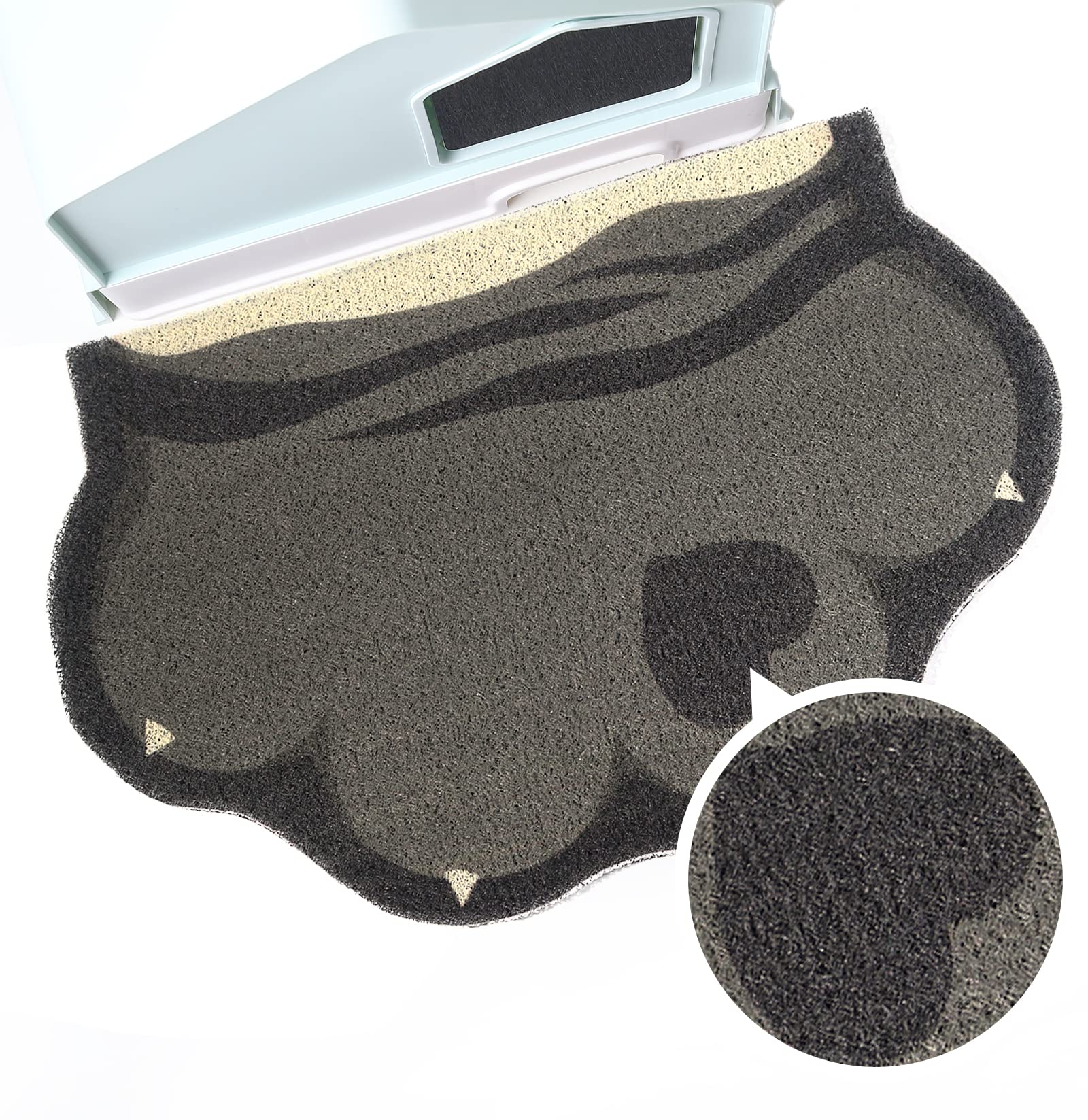 Rarenut Cute Cat Litter Mat 24   x16   , Litter Box Mat, Litter Trapping Mat, Soft on Kitty Paws, Easy Clean, Anti Slip, Pet Acc