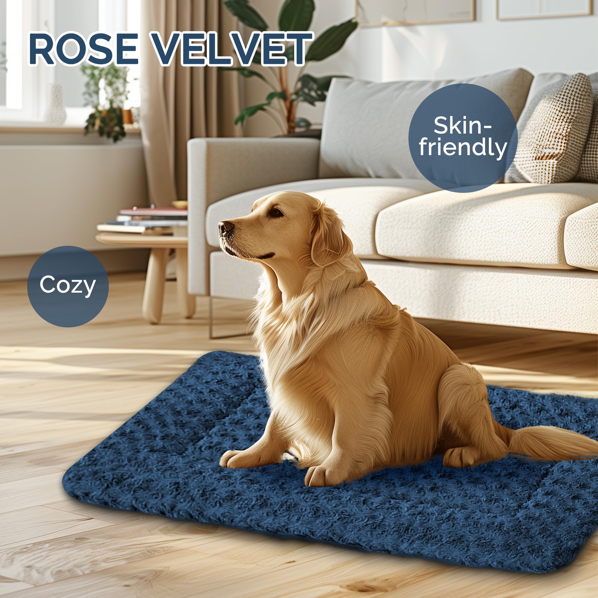 Dog Beds Crate Pad, Dog Bed Mat For Large Dogs Sleeping, Soft, Durable, Washable & Anti-Slip Crate Pads, Reversible Kennel Mat L