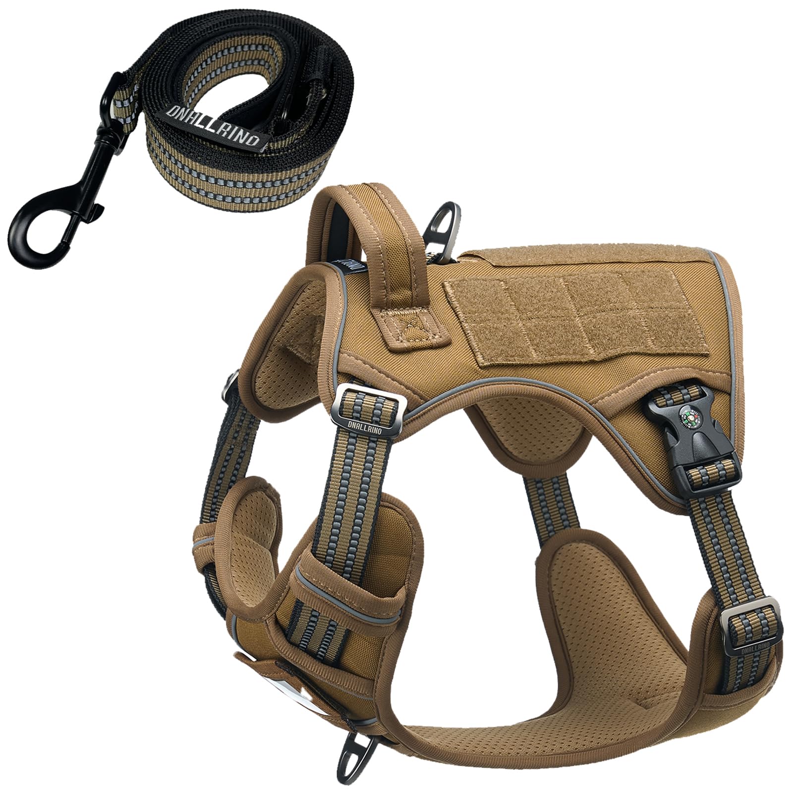 Dnallrino Tactical Dog Harness With Leash For Medium Large Dogs, Dog Car Leash Seat Belt With 5.5Ft No Pull Shock Absorbing, Lea