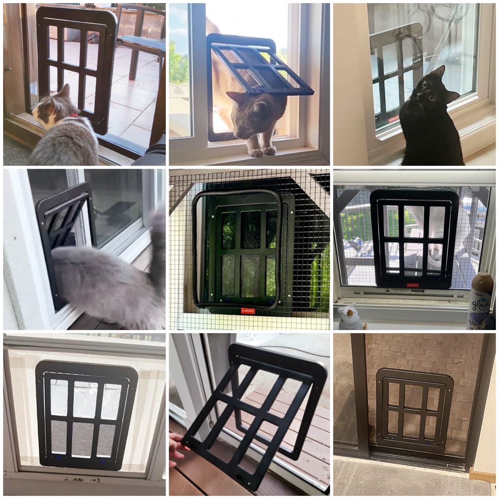 Namsan Screen Cat Door For Sliding Door 8.2 X 9.6 Inches Entrance Screen Pet Door For Small Dogs Cats Magnetic Automatic Closure Gate