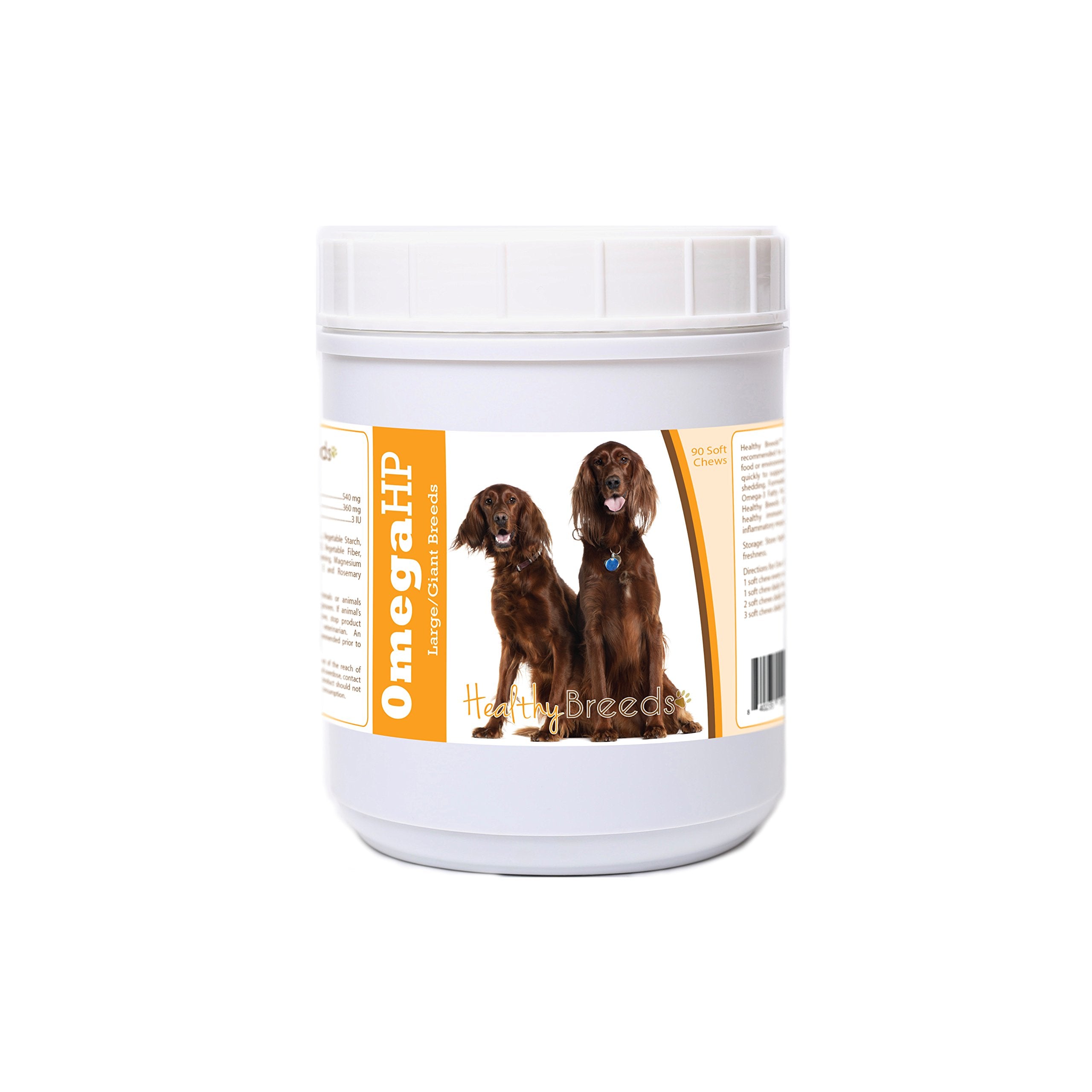 Healthy Breeds Irish Setter Omega HP Fatty Acid Soft Chews, 90 Ct for Medium/Large Breeds, Brown