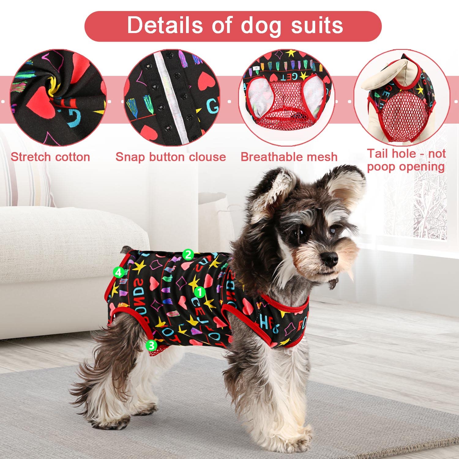 Etdane Dog Period Diapers Small Dog Period Suit Dog Sanitary Panties For Male Female Dogs Diaper Cover For Heat Black/M