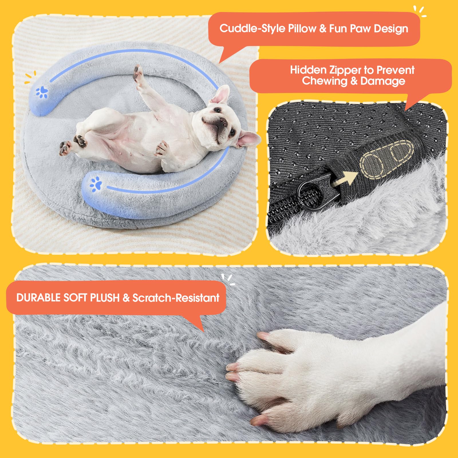 BurgeonNest Pet Soft CuddleNest Orthopedic Dog Bed Small Medium Size Dog, Waterproof Supportive Foam Cat Couch Bolster Pet Bed w