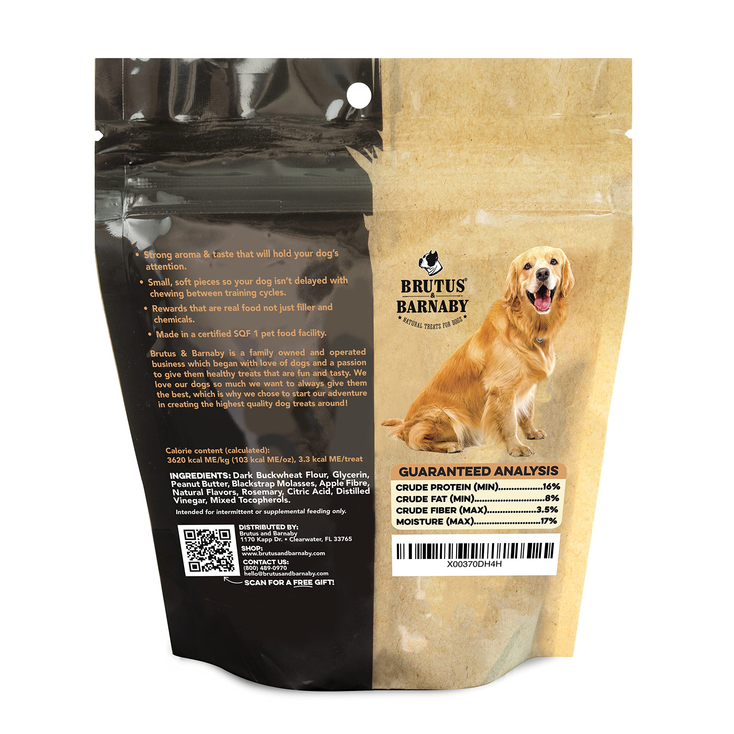 BRUTUS & BARNABY Training Treats for Dogs - Peanut Butter & Apple - All-Natural Healthy Low Calorie Vegan Treat - Great to Use f