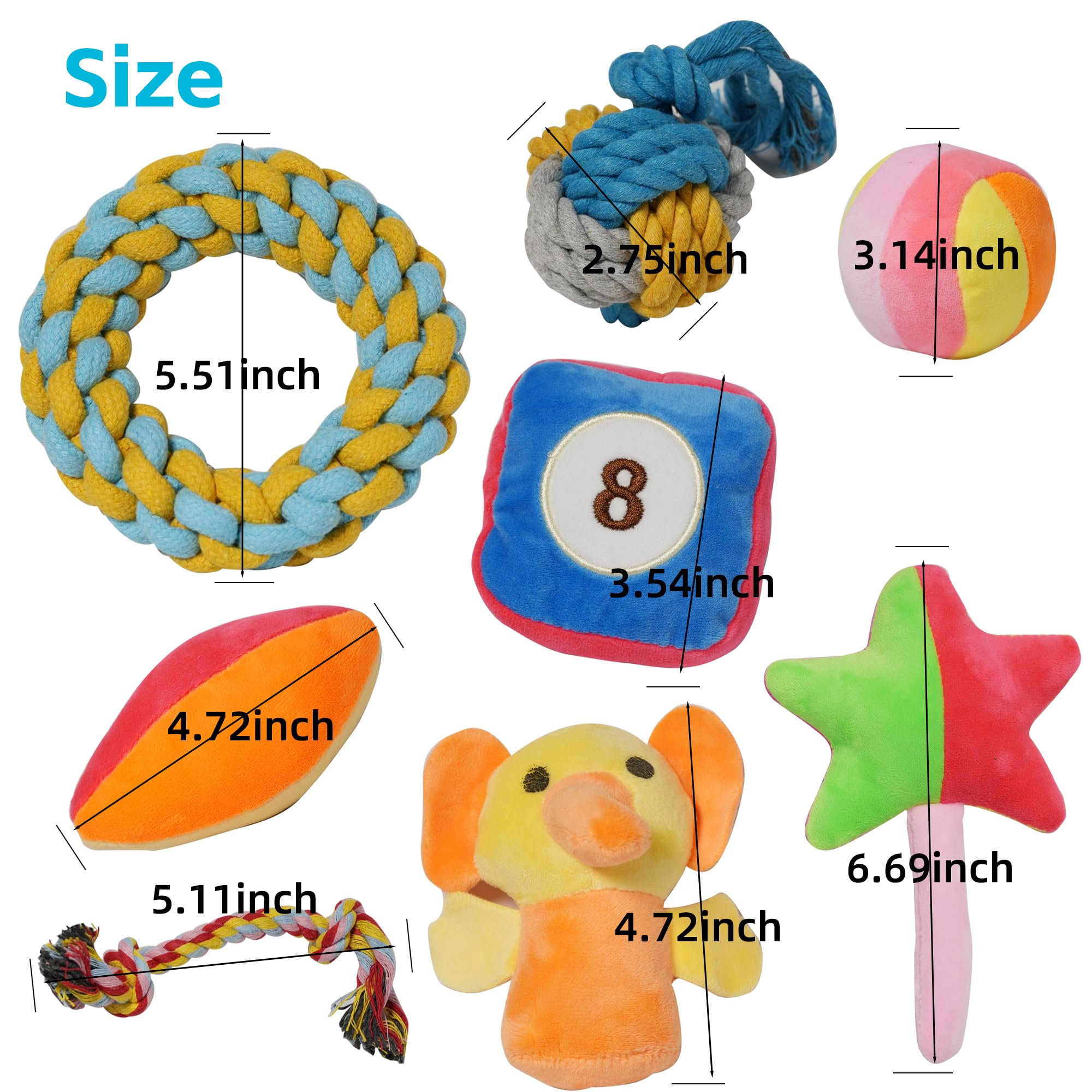 Szkokuho Puppies Pet Multiple Designs Rope Dog Chew Toys,Cute Stuffed Plush Puppy Squeaky Toys For Small Medium Dogs Interactive
