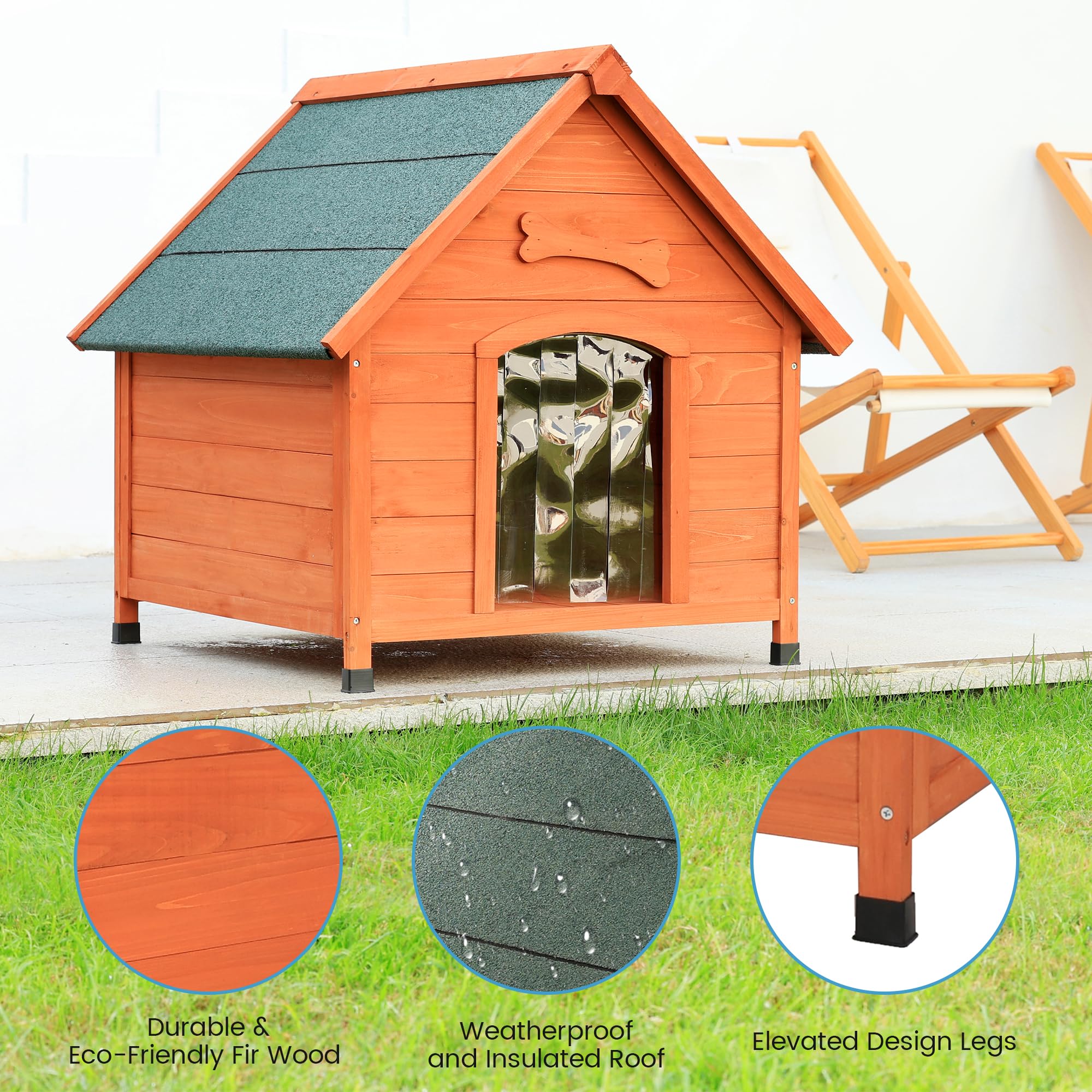 Sciengarden Solid Wood Dog House Comfortable Outdoor Shelter For Medium-Sized And Smaller Dog Sturdy, Durable And Easy To Clean,